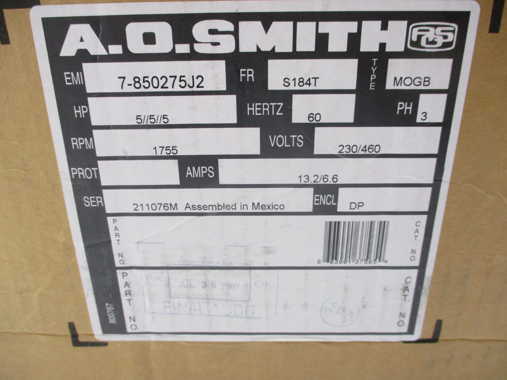 AO SMITH 7-850275-01-J2 NSMP