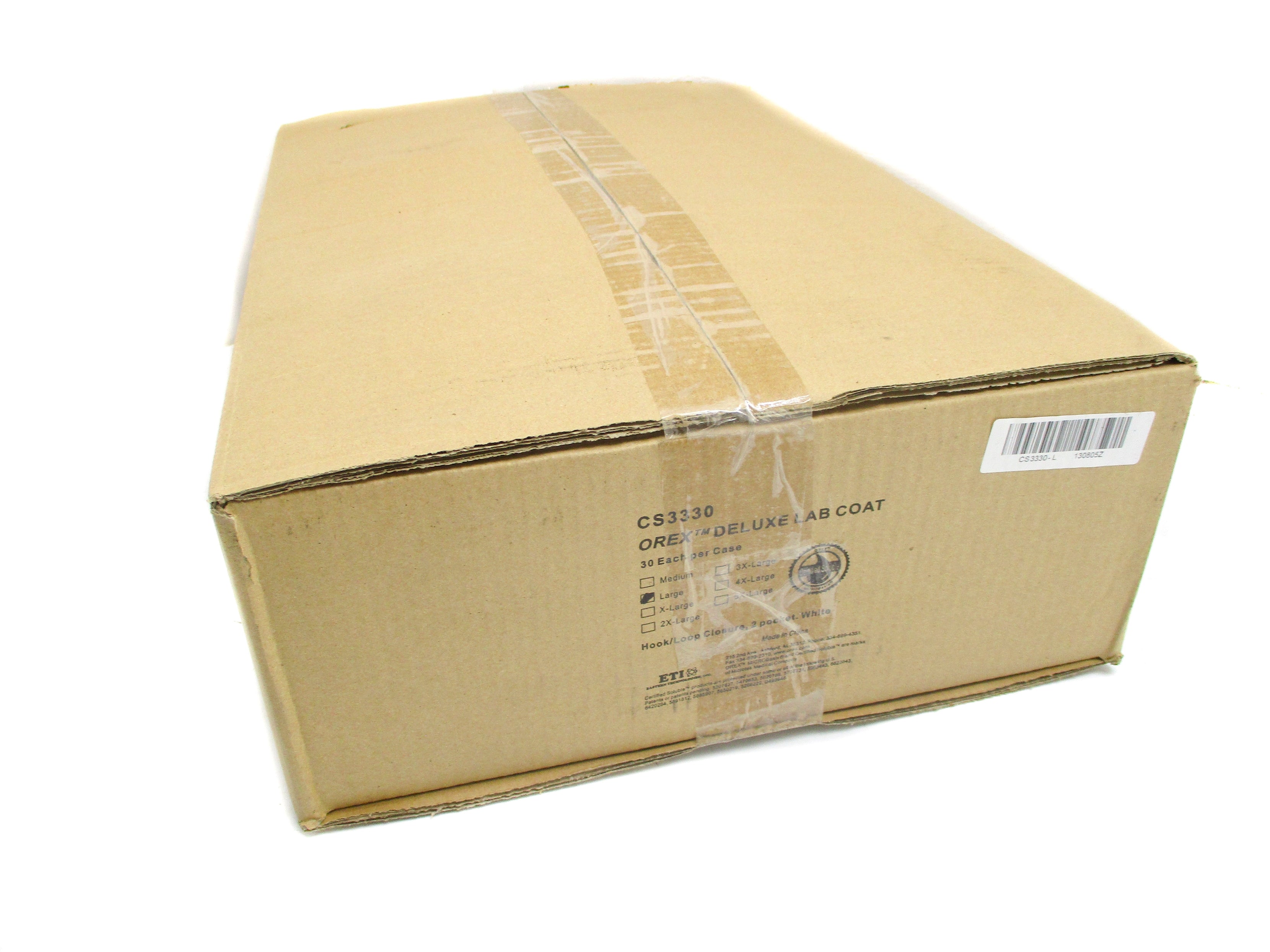 ETI OREX CS3330-L (PKG OF 30) DELUXE LAB COAT LARGE NSMP