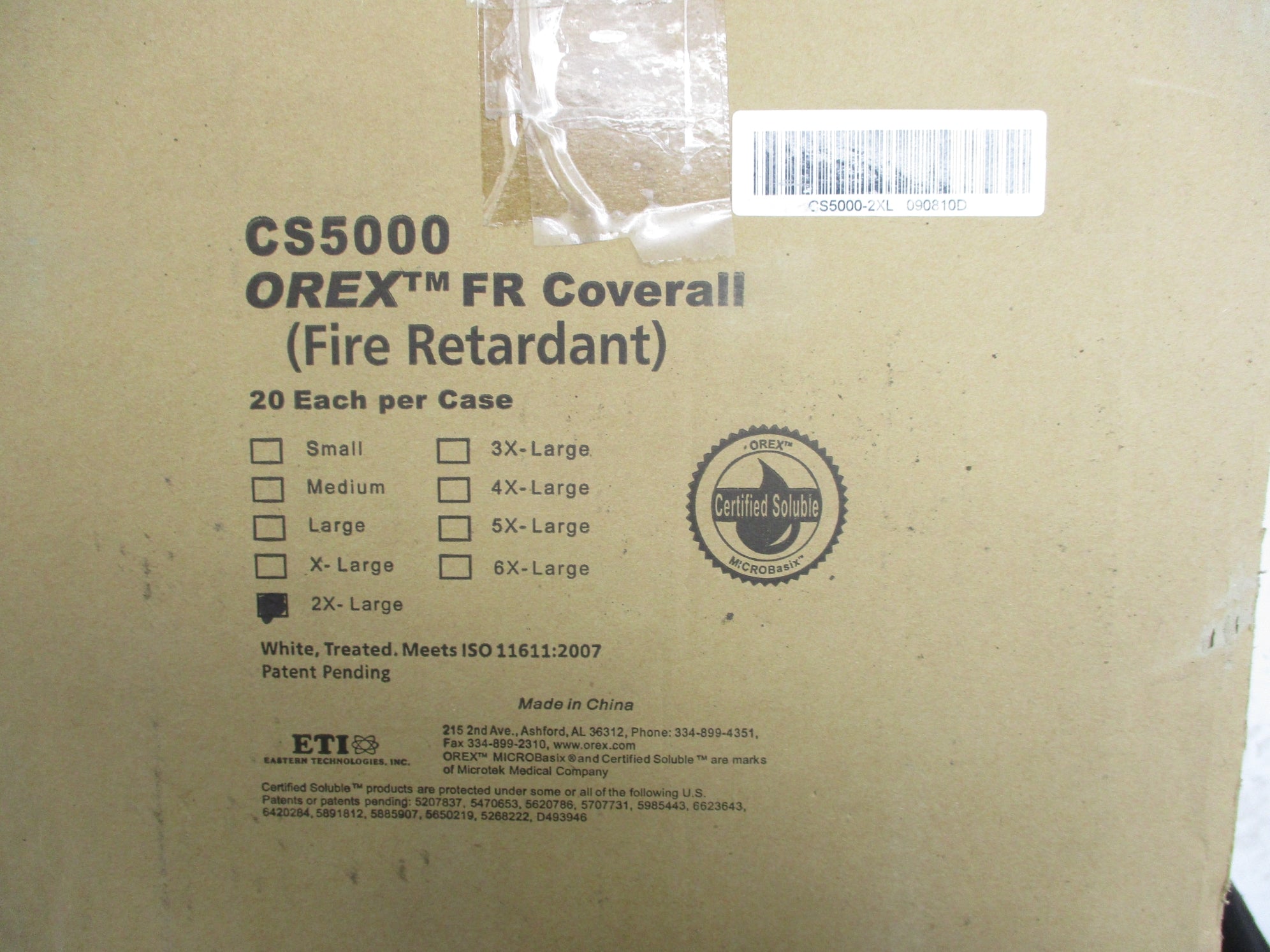ETI CS5000-2X 2XL OREX FR COVERALL (PKG OF 20) NSMP