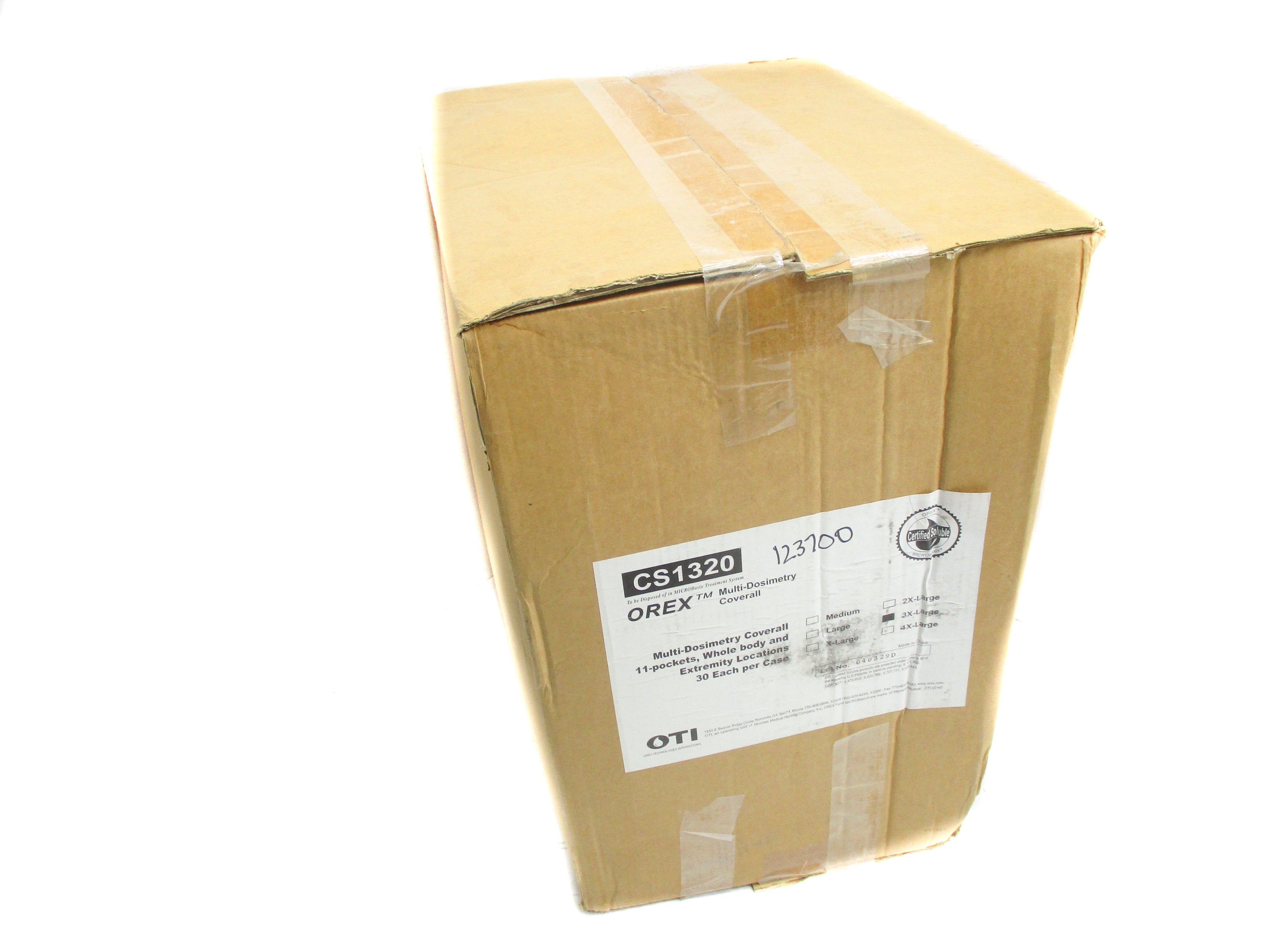 ETI OREX CS1320-3XL MULTI-DOSIMETRY COVERALL SIZE 3XL (PKG OF 30) NSMP