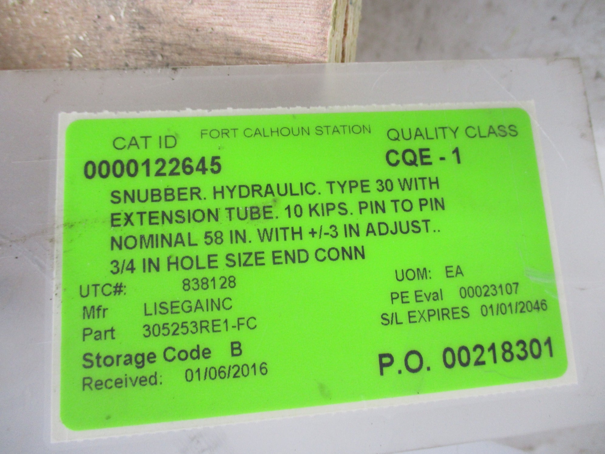 LISEGA 305253RE1-FC HYDRAULIC SNUBBER W/EXTENSION NSNP