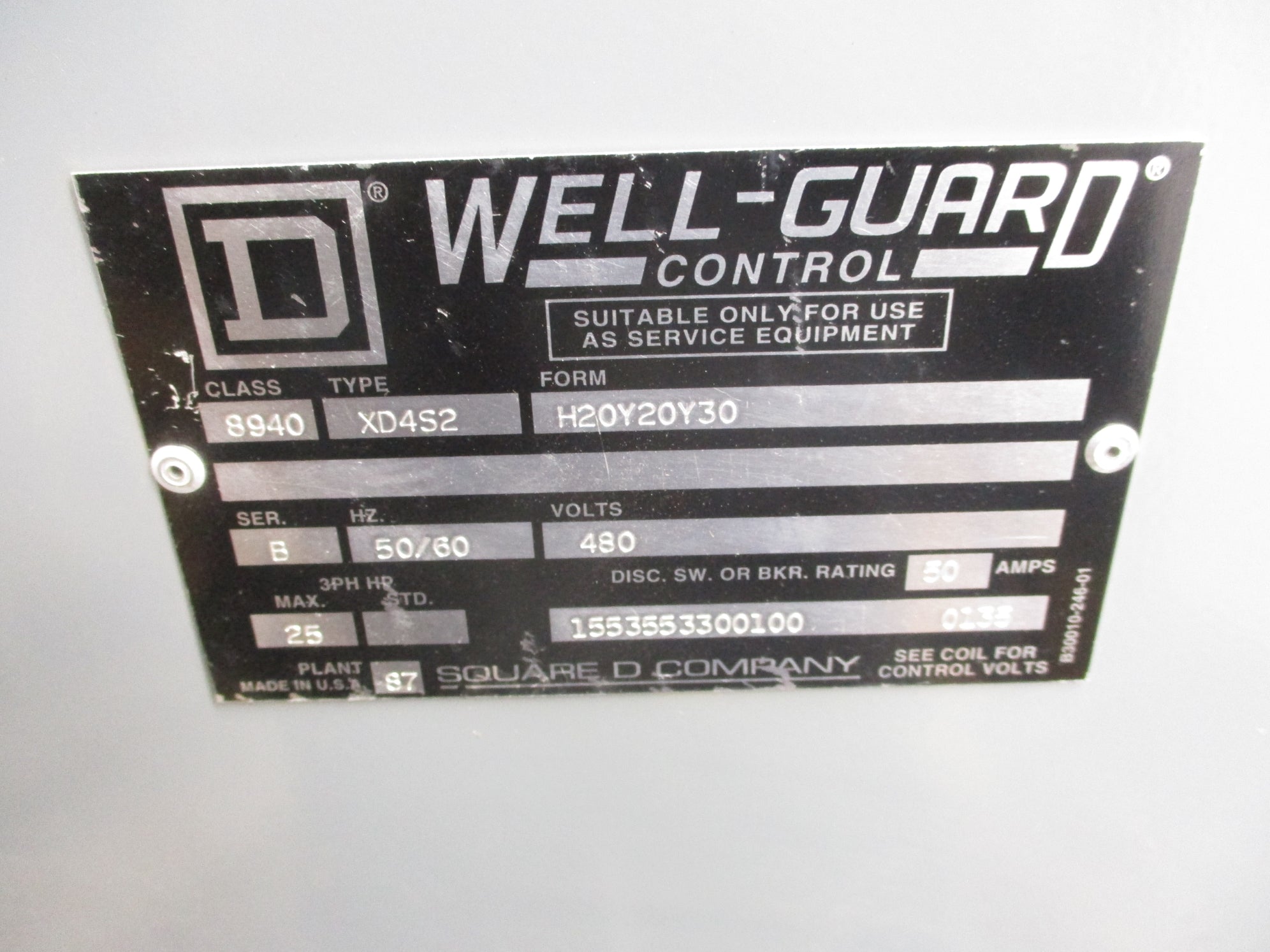 SQUARE D 8940XD4S2V06H20Y20Y30 NSMP