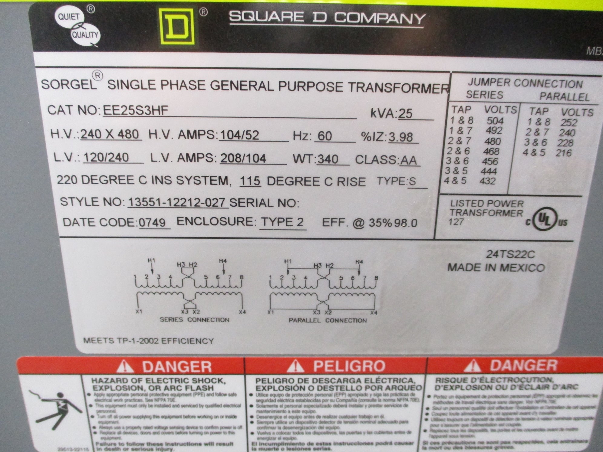 SQUARE D EE25S3HF NSNP