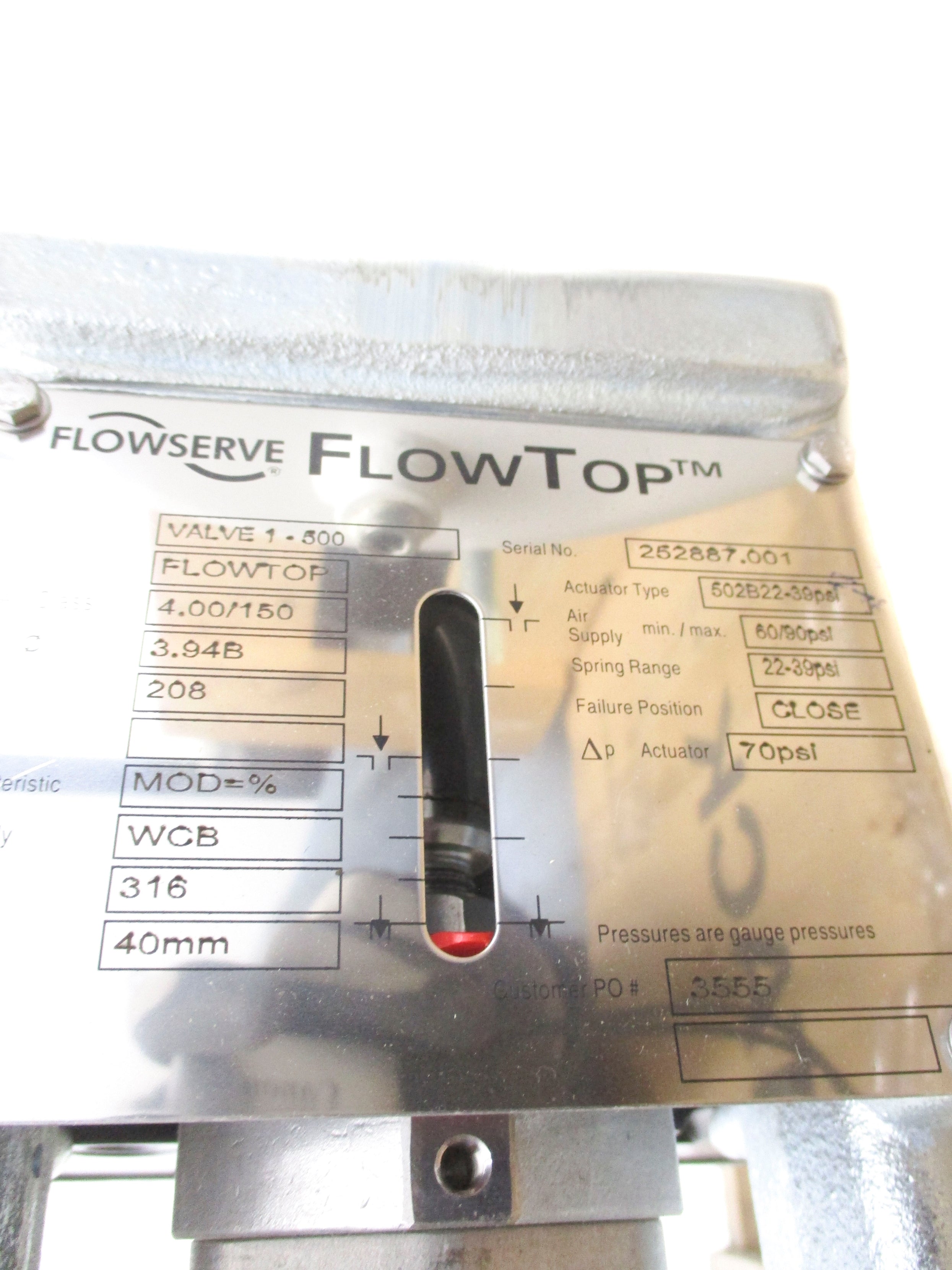 FLOWSERVE FLOWTOP VALVE 1-500 20023279 4" NSNP