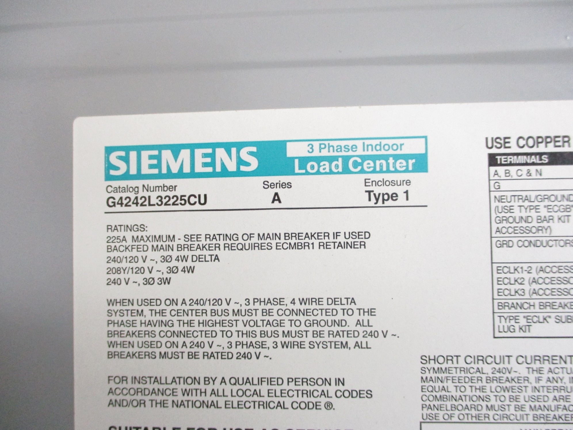 SIEMENS G4242L3225CU 225A (AS PICTURED) NSMP