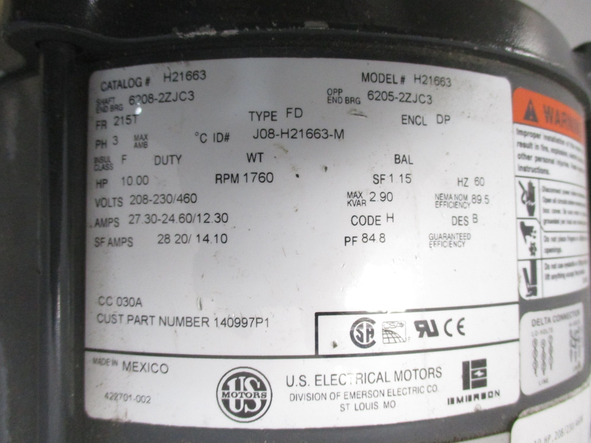 US ELECTRIC MOTORS H21663 NSNP