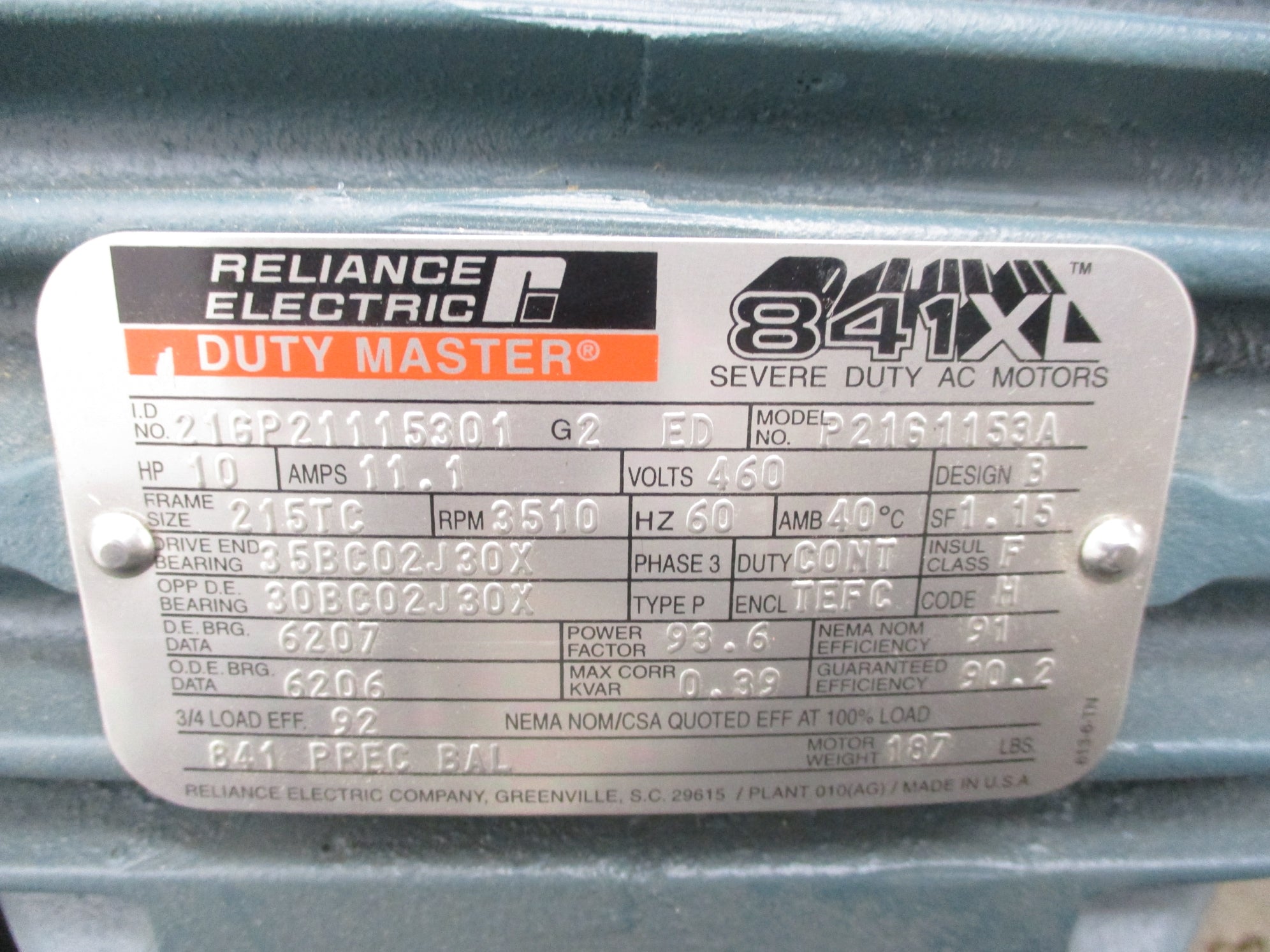 RELIANCE ELECTRIC 841XL 21GP21115301 P21G1153A NSNP