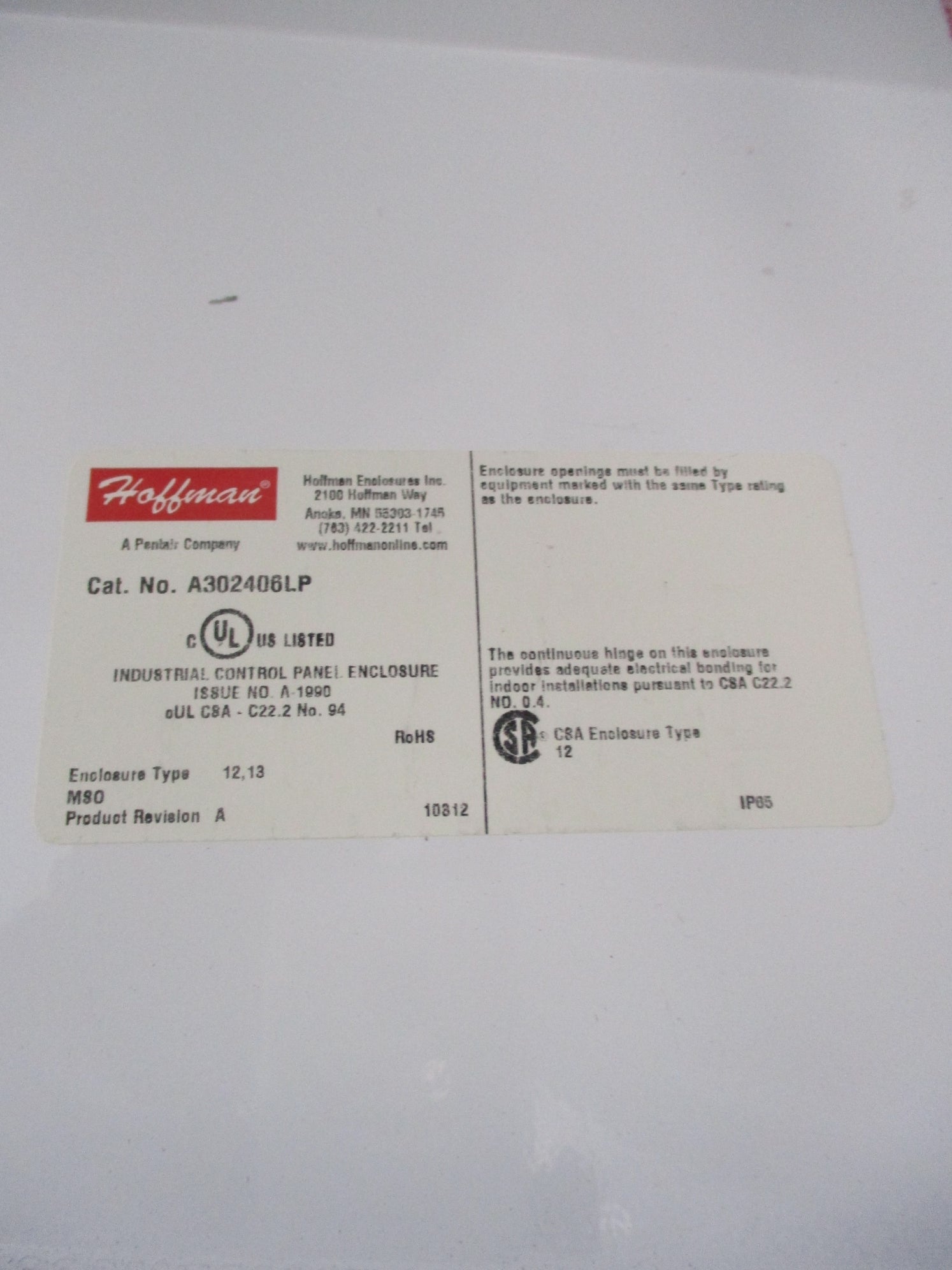 HOFFMAN A302406LP NSMP