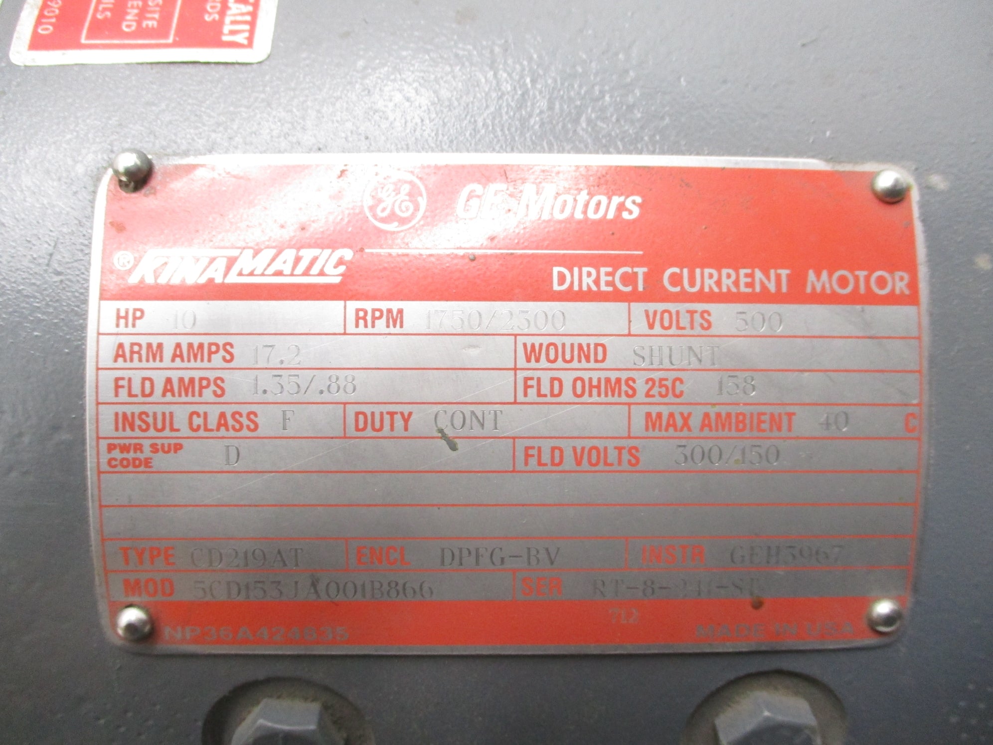 GENERAL ELECTRIC 5CD153JA001B866 CD219AT (AS PICTURED) NSNP