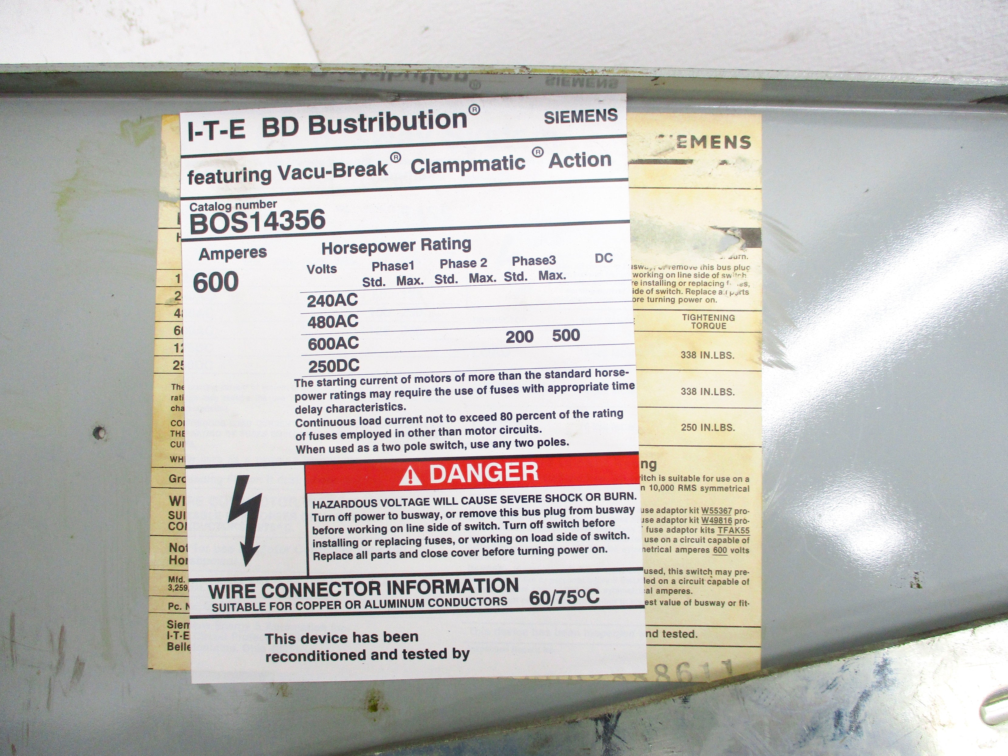 ITE BOS14356 600A UNMP