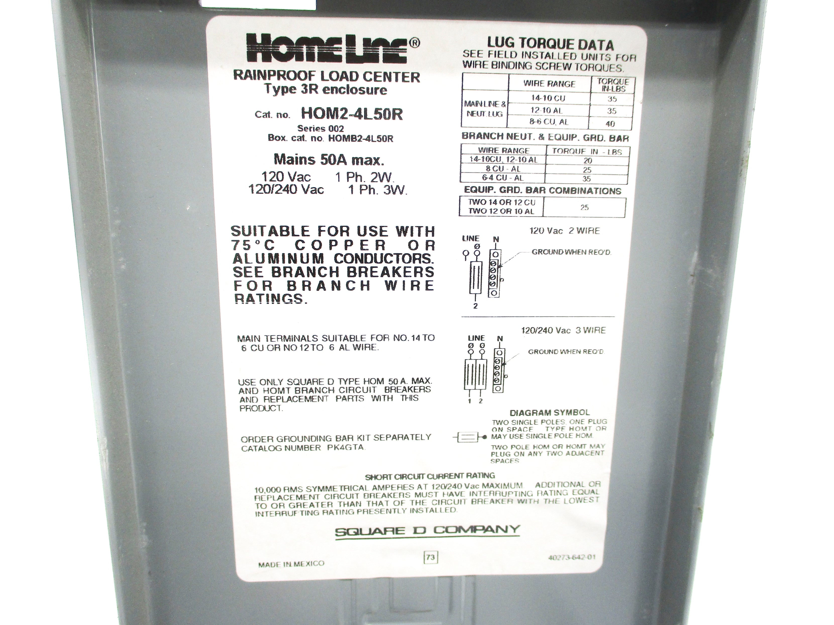 SQUARE D HOM24L50R SER. 002 UNMP