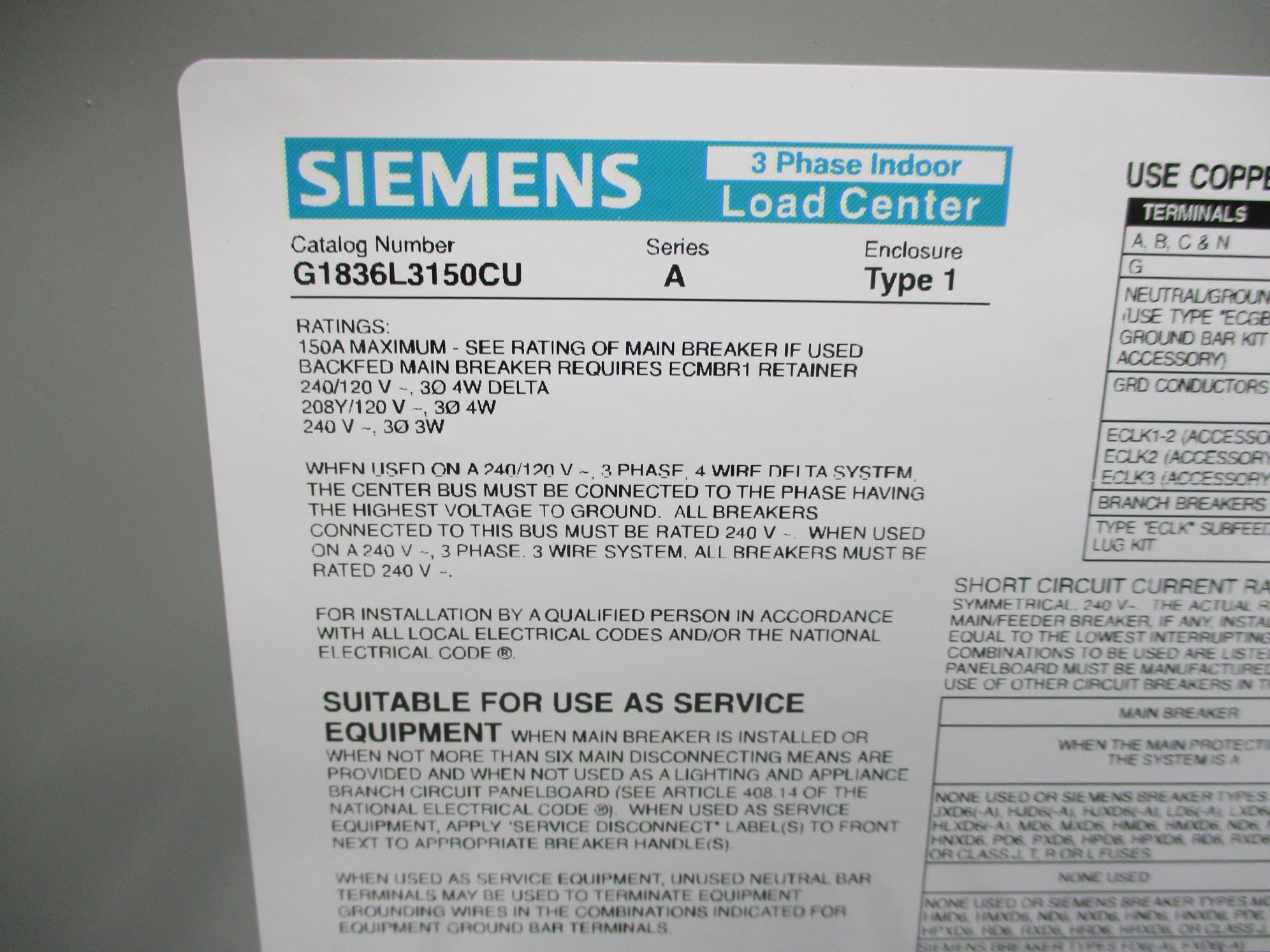 SIEMENS G1836L3150CU SER. A NSMP