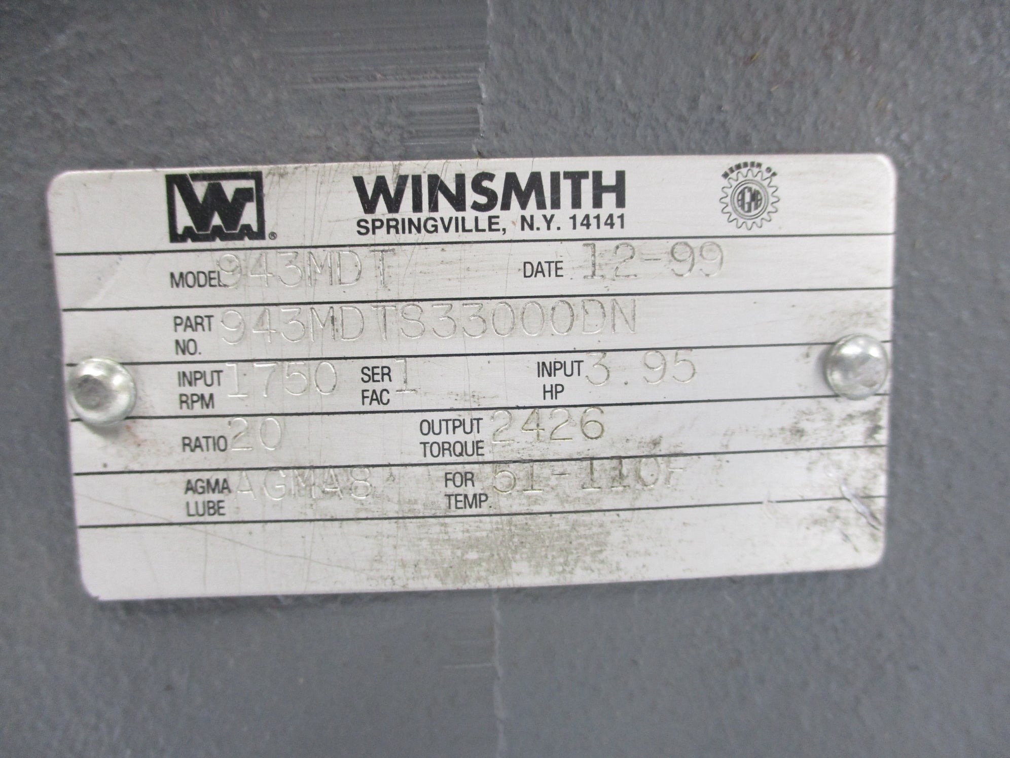 WINSMITH 943MDTS33000DN UNMP