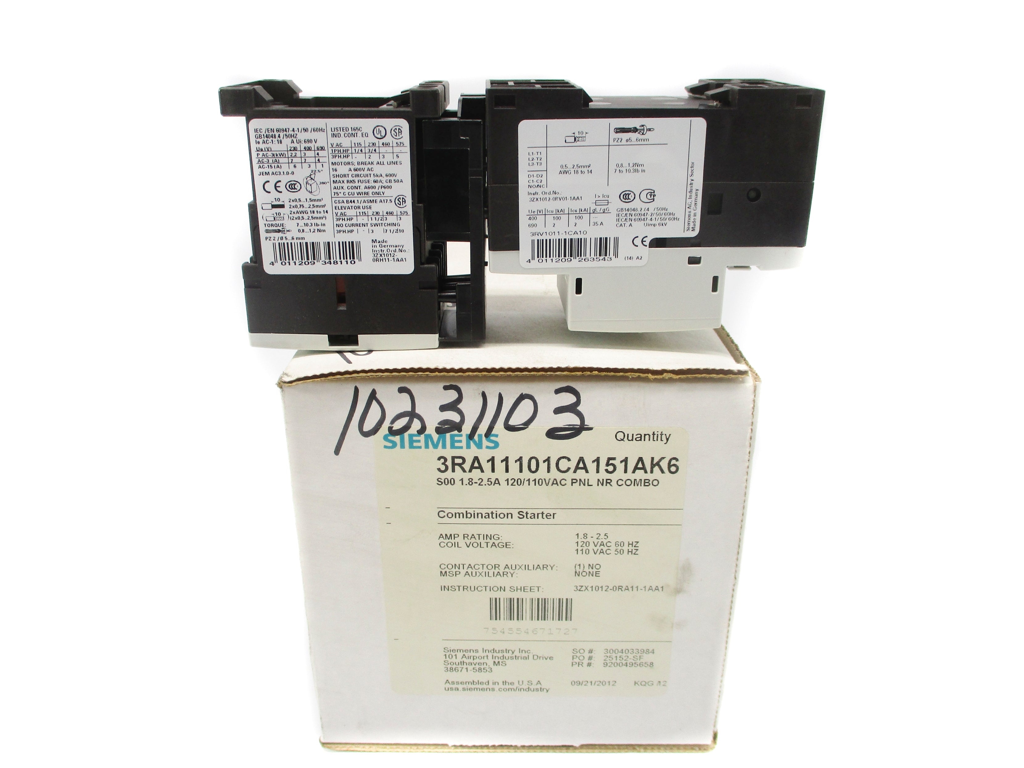 SIEMENS 3RA11101CA151AK6 NSMP