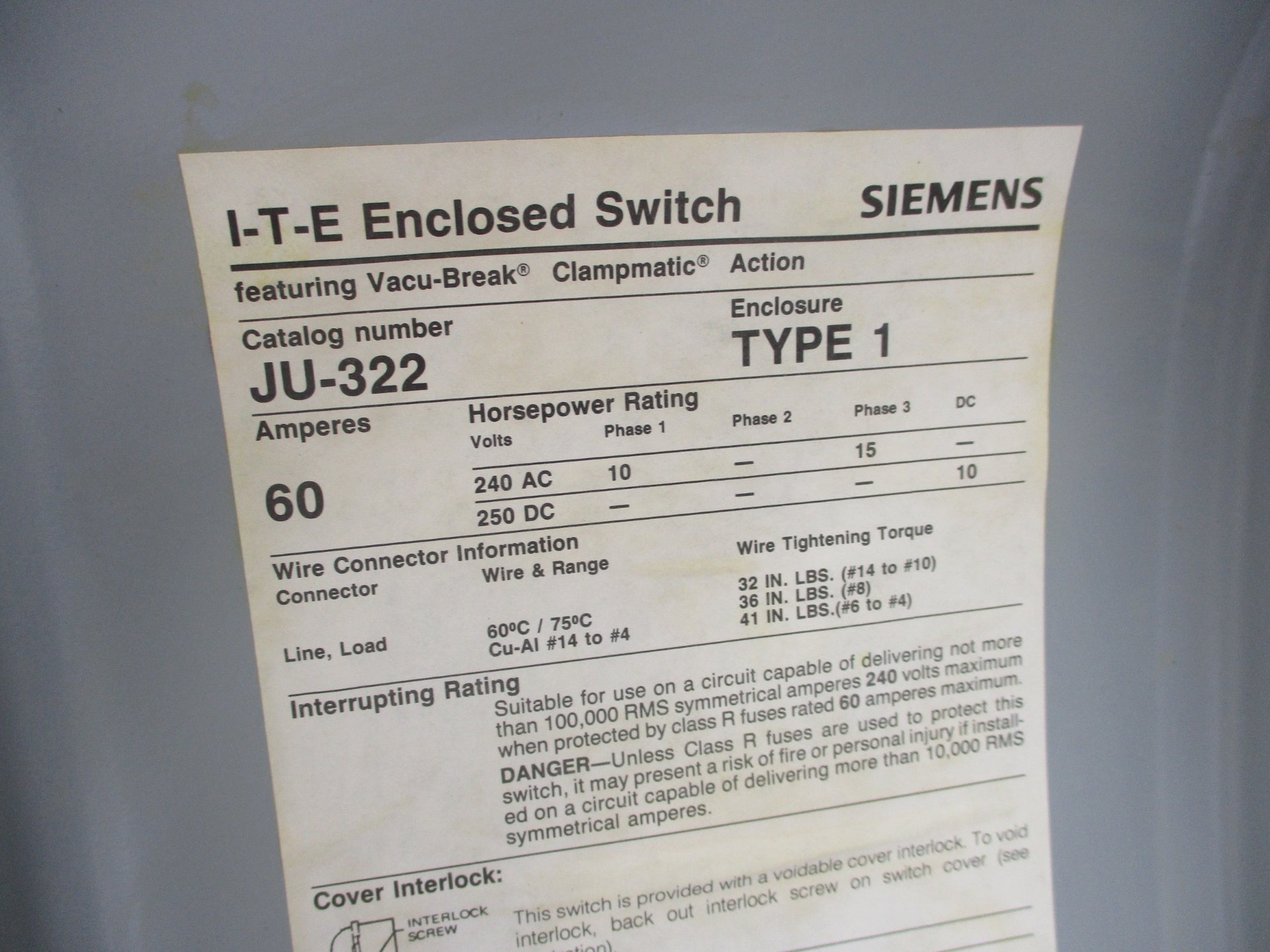 SIEMENS JU-322 NSNP