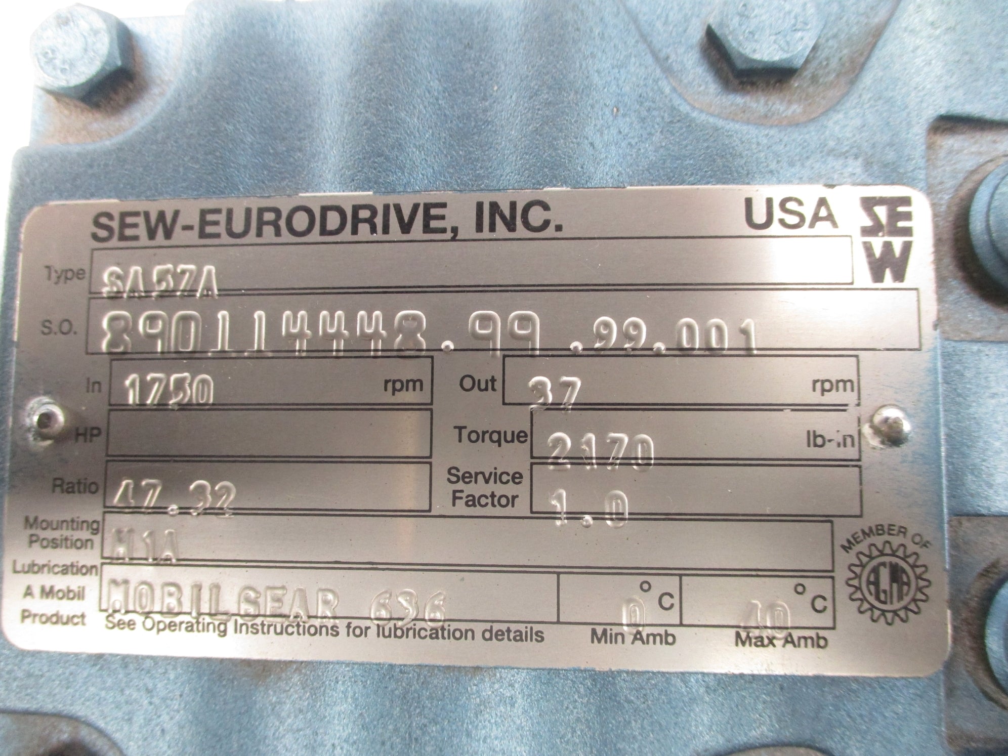 SEW EURODRIVE SA57A NSNP