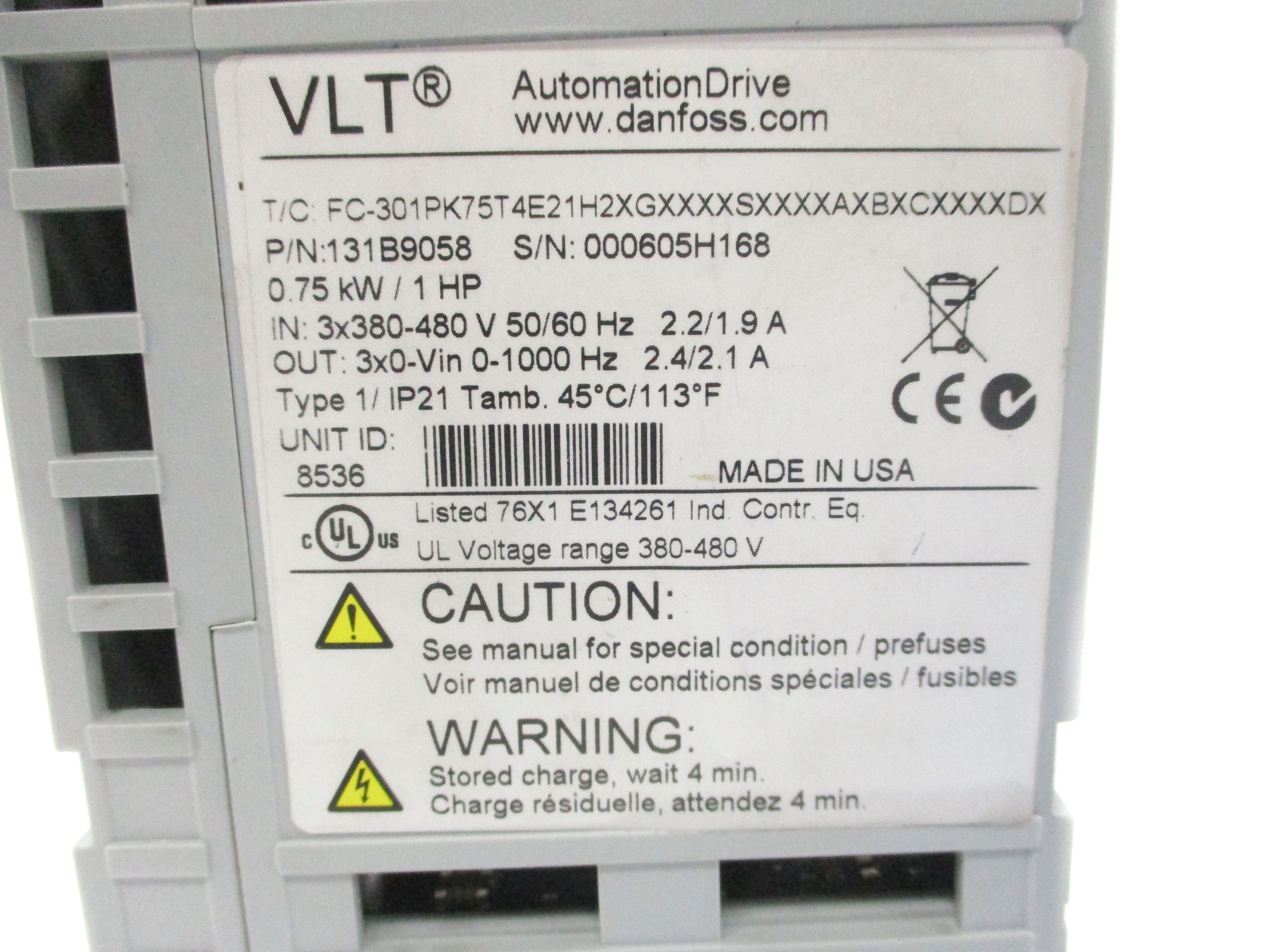 DANFOSS FC-301PK75T4E21H2XGXXXXSXXXXAXBXCXXXXDX (AS PICTURED) UNMP