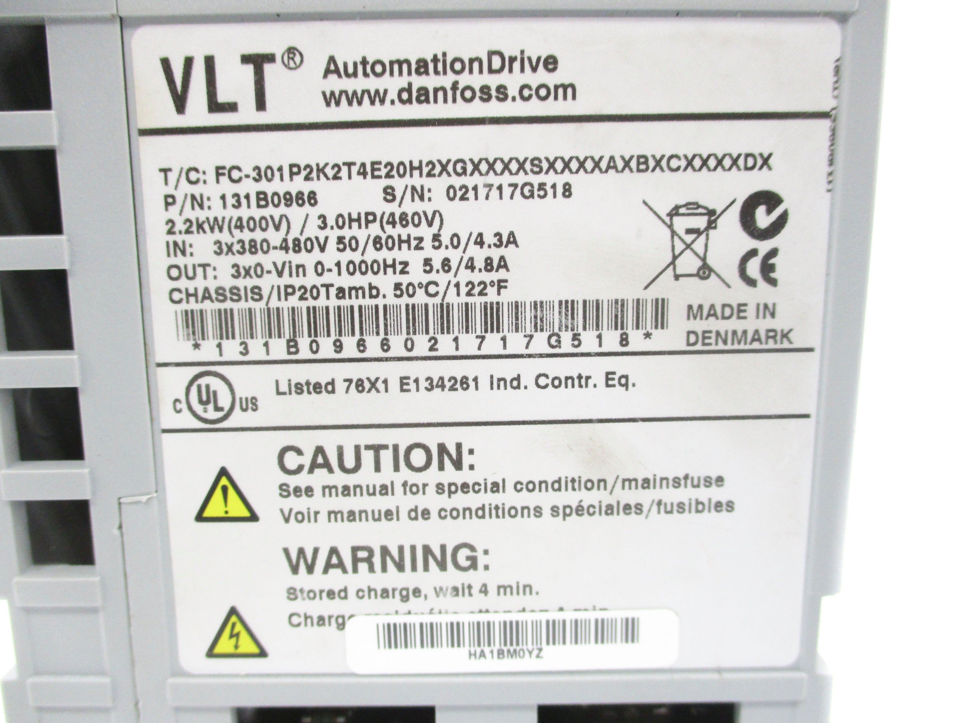 DANFOSS FC-301P2K2T4E20H2XGXXXXSXXXXAXBXCXXXXDX UNMP