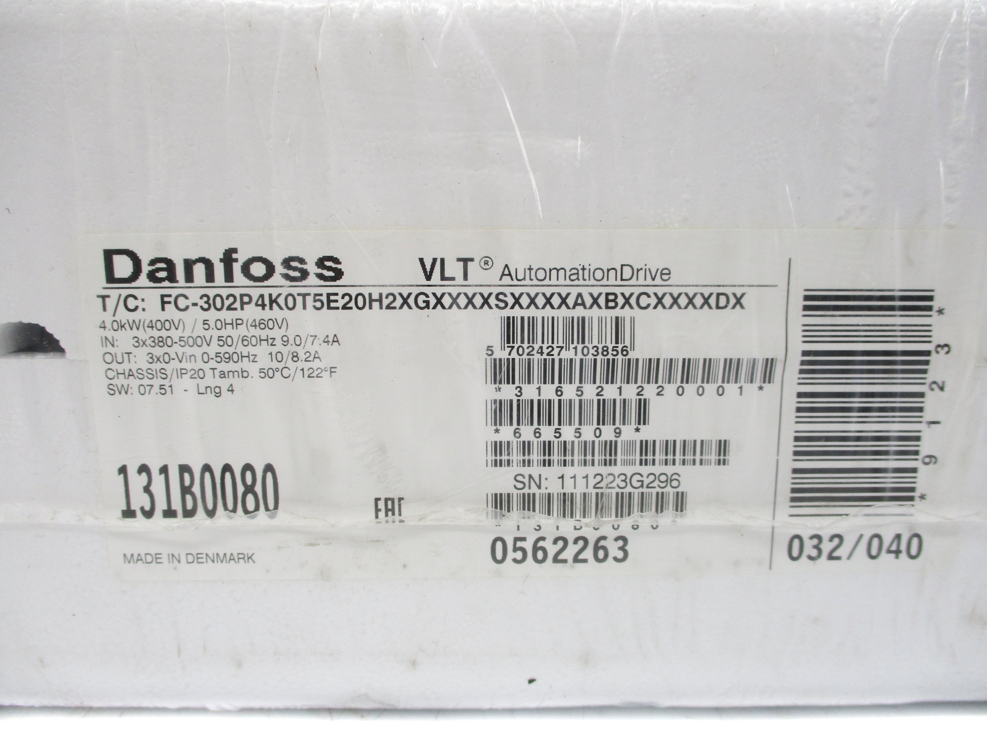 DANFOSS FC-302P4K0T5E20H2XGXXXXSXXXXAXBXCXXXXDX NSFS