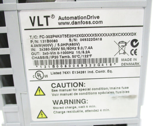 DANFOSS 131B0080 FC-302P4K0T5E20H2XGXXXXSXXXXAXBXCXXXXDXUNMP