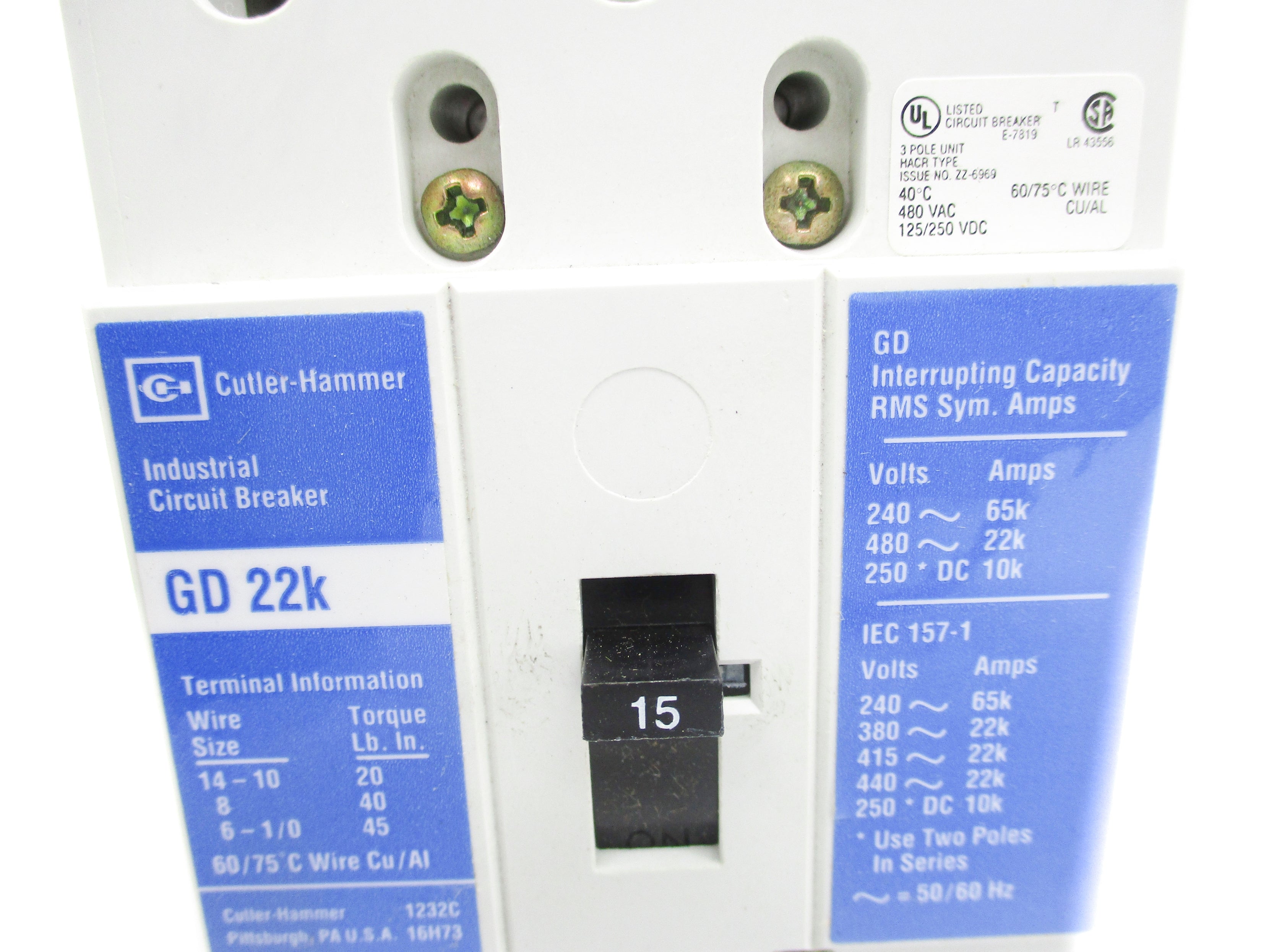 CUTLER HAMMER GD3015 15A NSMP