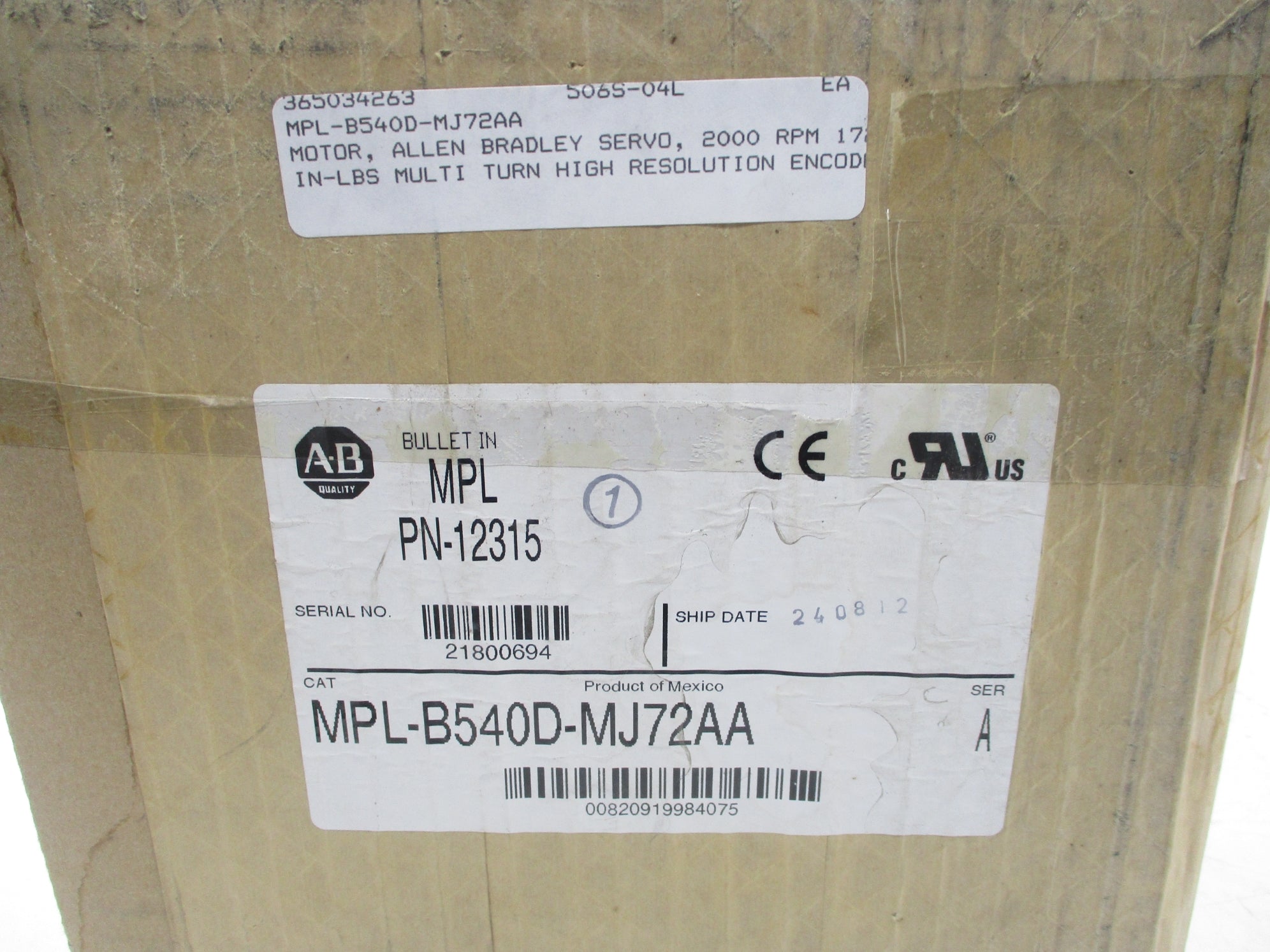 ALLEN BRADLEY MPL-B540D-MJ72AA SER. A NSFS