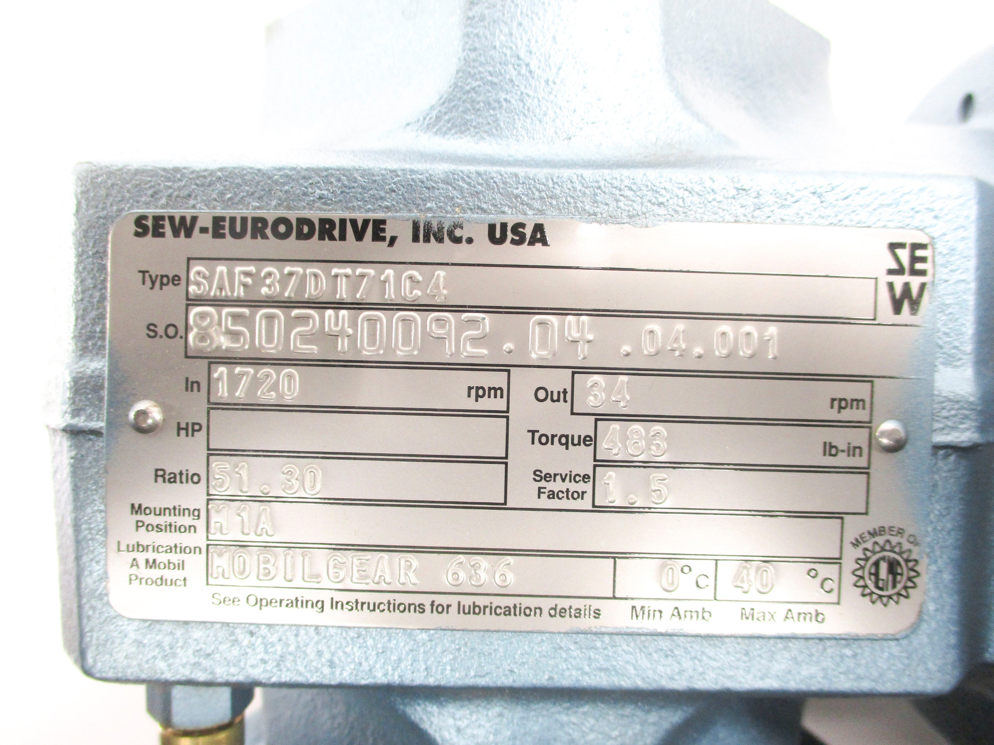 SEW EURODRIVE SAF37DT71C4 NSNP