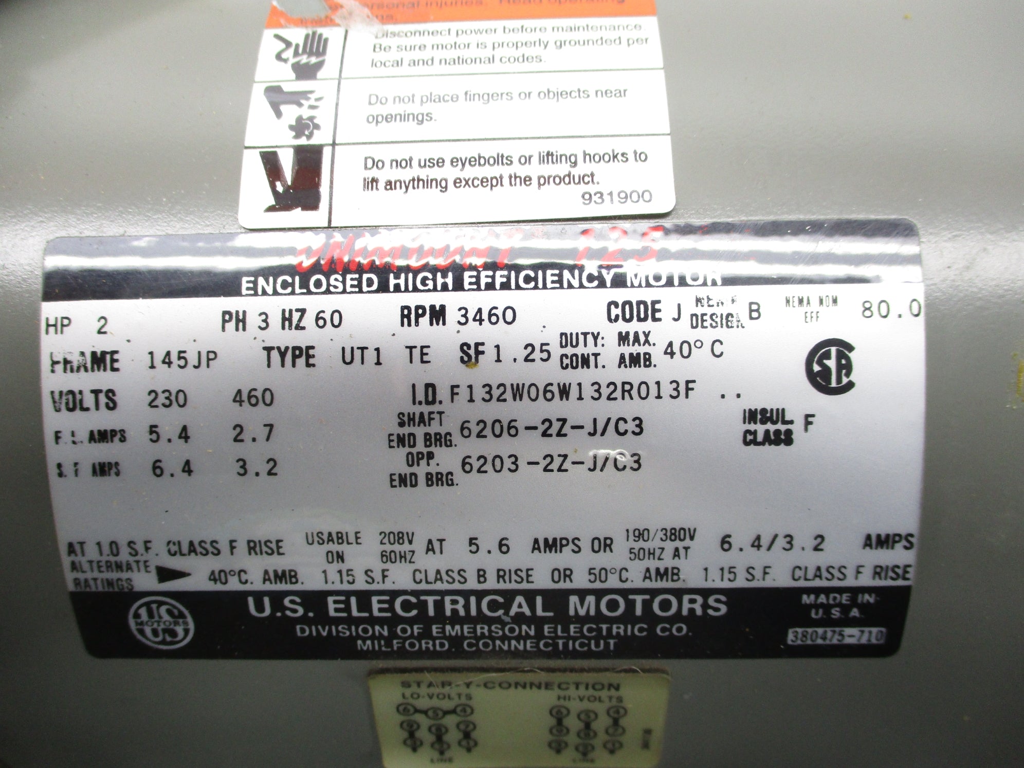 US ELECTRICAL MOTORS F132W06W132R013F NSNP