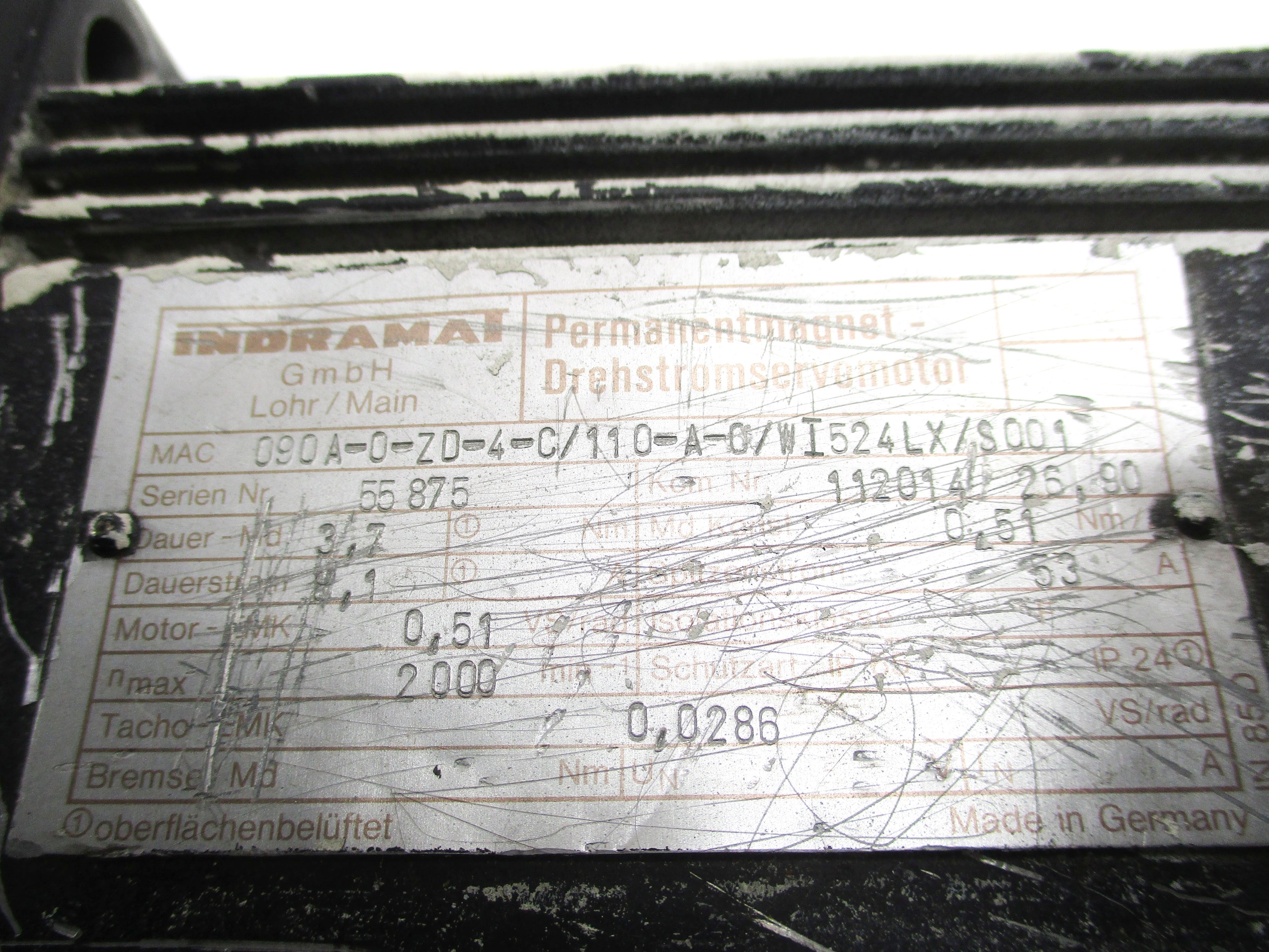 INDRAMAT 090A-0-ZD-4-C/110-A-0/WI524LX/S001 UNMP