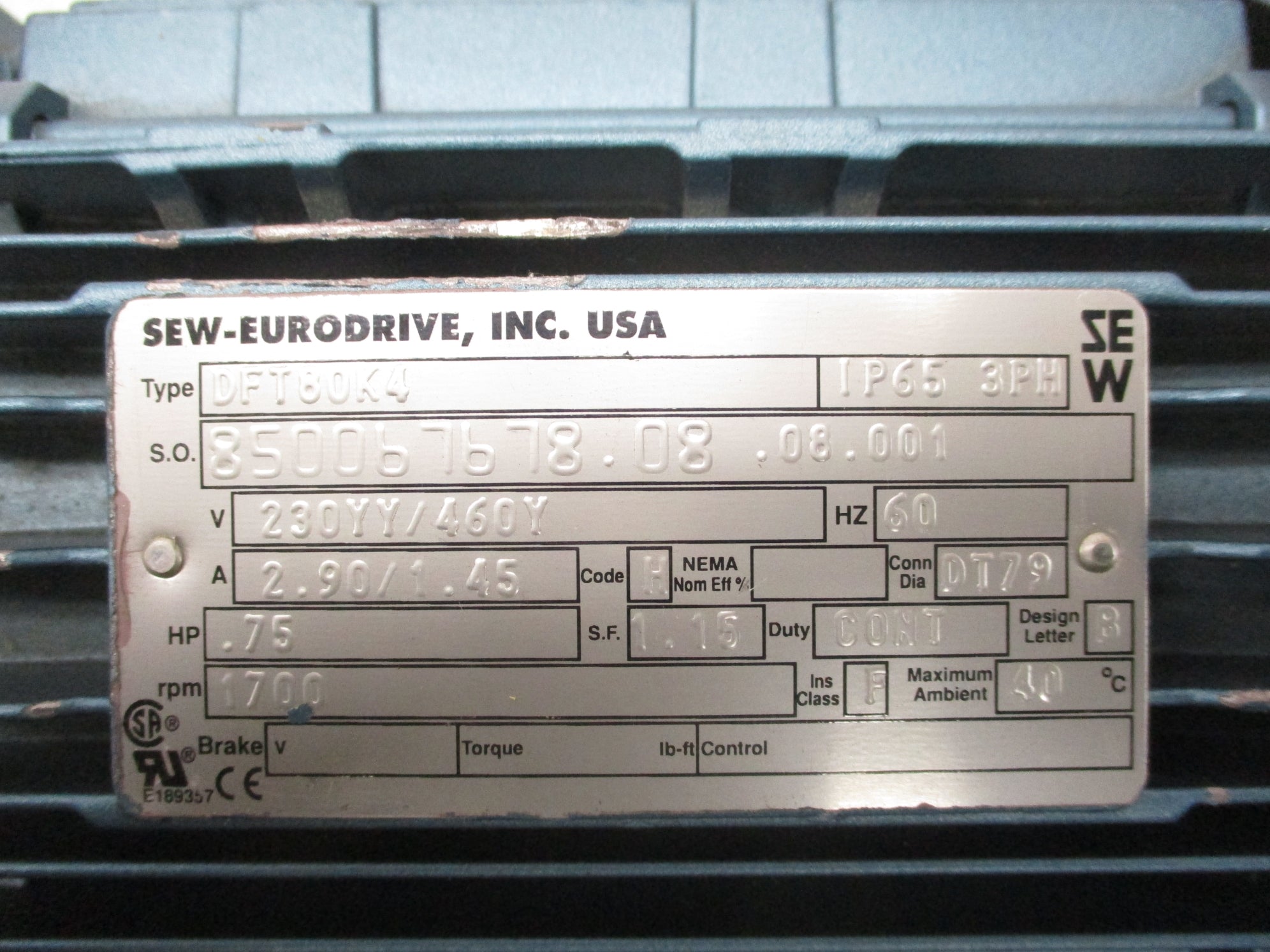 SEW EURODRIVE SA67DT80K4 NSNP