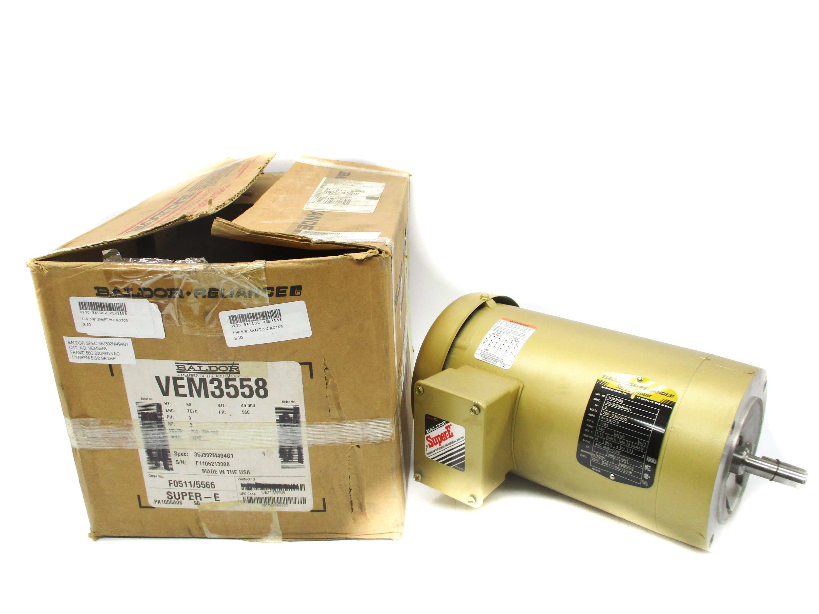 BALDOR VEM3558 230/460V 5.8/2.9A NSMP