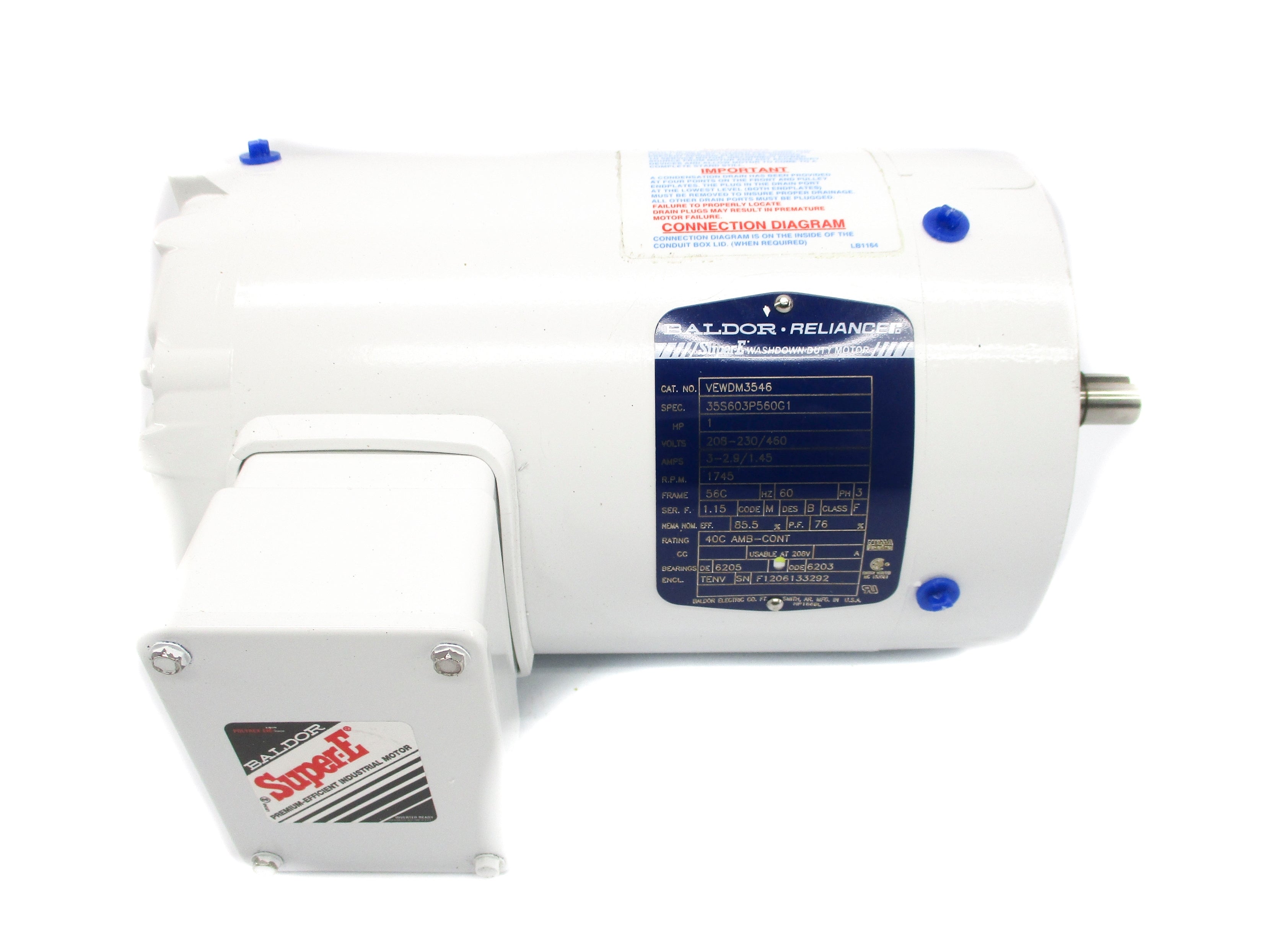 BALDOR VEWDM3546 460V 1.45A NSNP