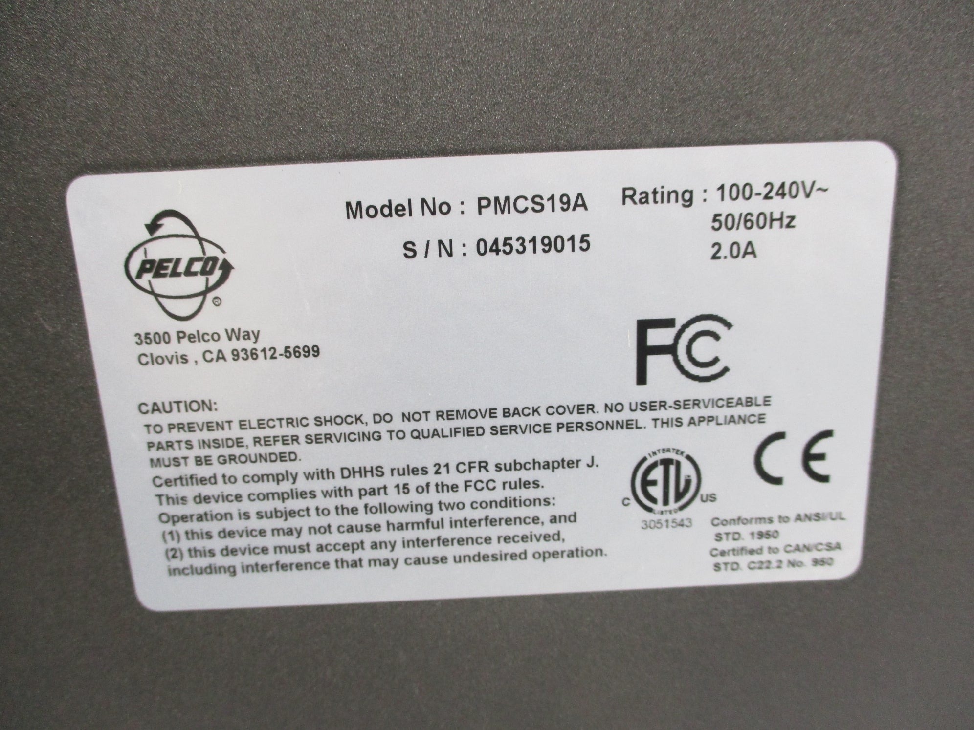 PELCO PMCS19A UNMP