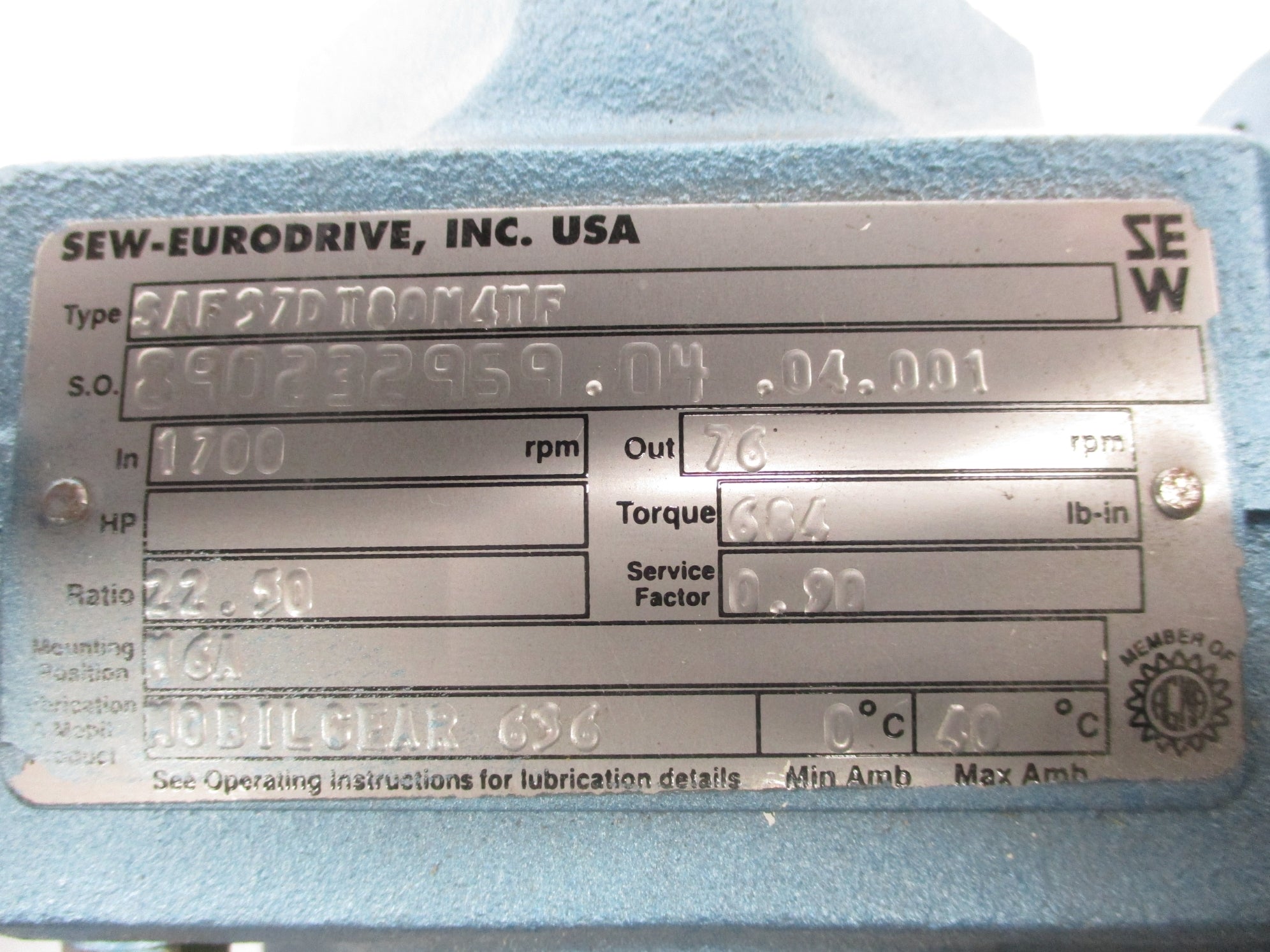 SEW EURODRIVE SAF37DT80N4TF NSNP