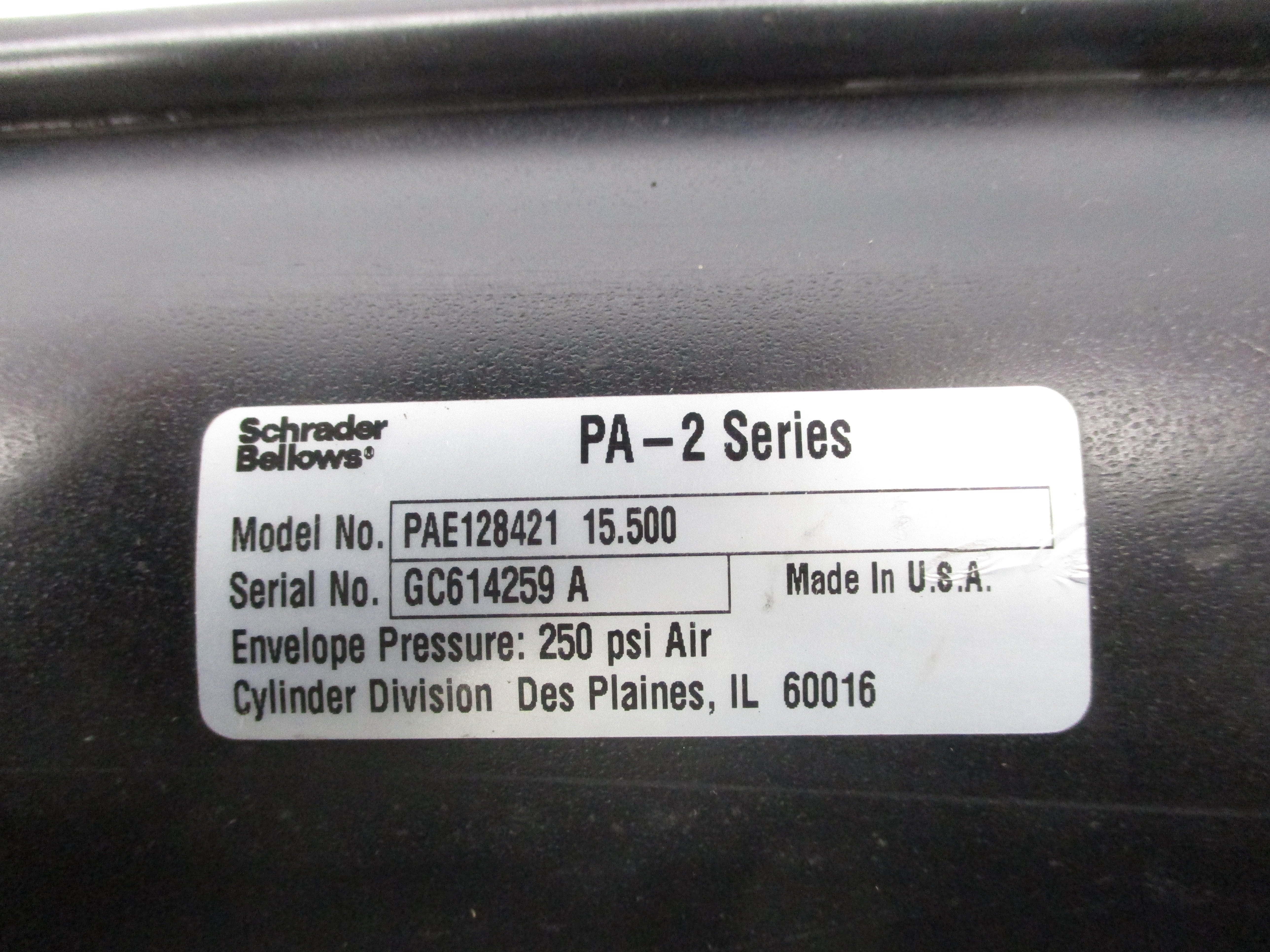 SCHRADER BELLOWS PAE12842115.500 250PSI NSNP