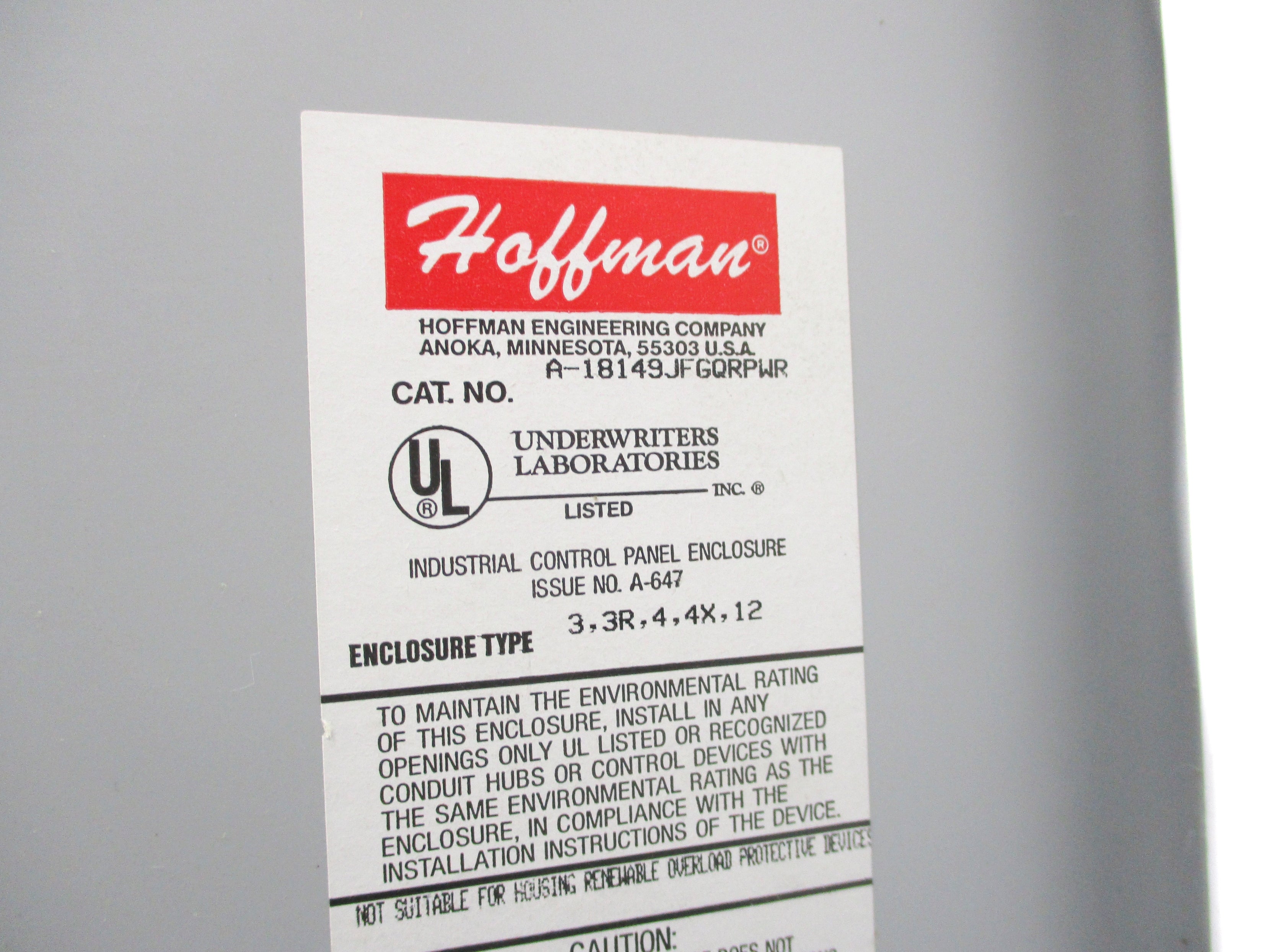 HOFFMAN A-18149JFGQRPWR NSNP