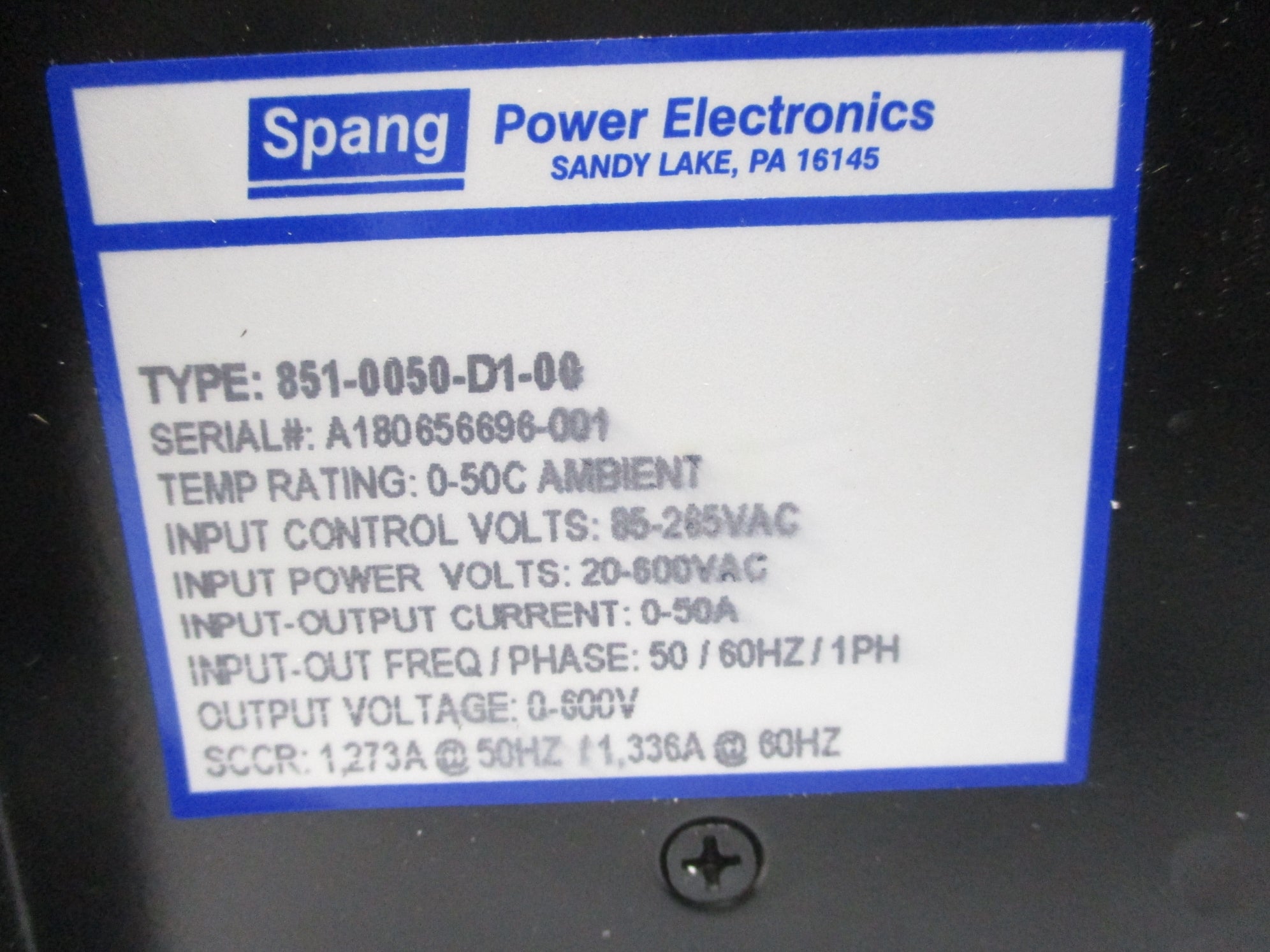SPANG 851-0050-D1-00 UNMP