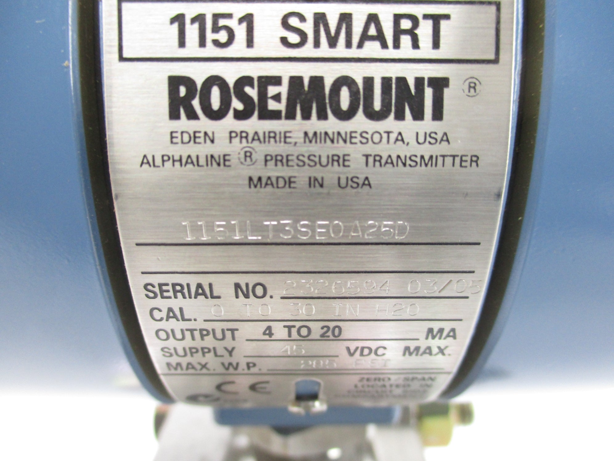 ROSEMOUNT 1151LT3SE0A25D 285PSI NSMP