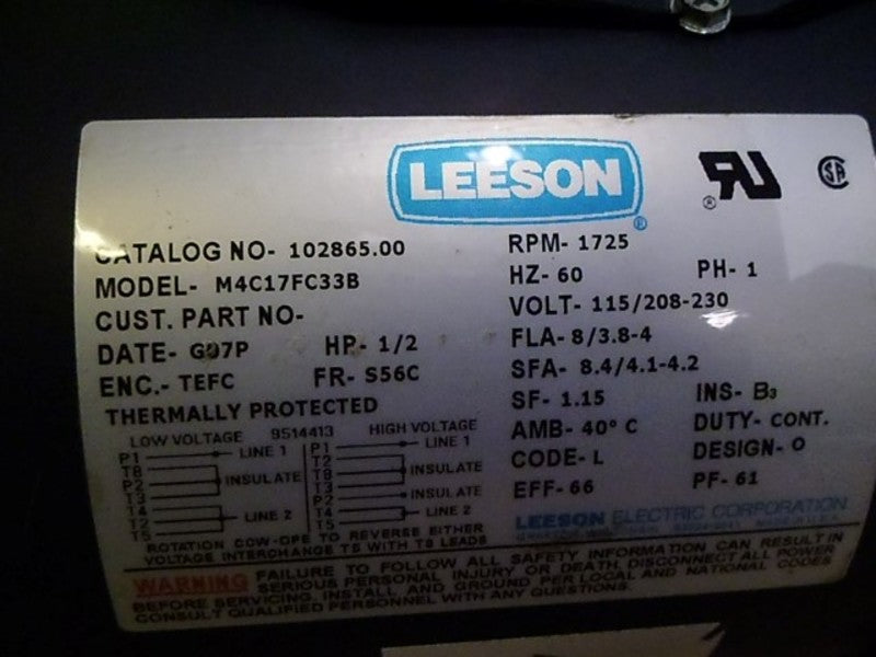 LEESON M4C17FC33B 1/2 HP 1725 RPM MOTOR * NEW IN BOX *