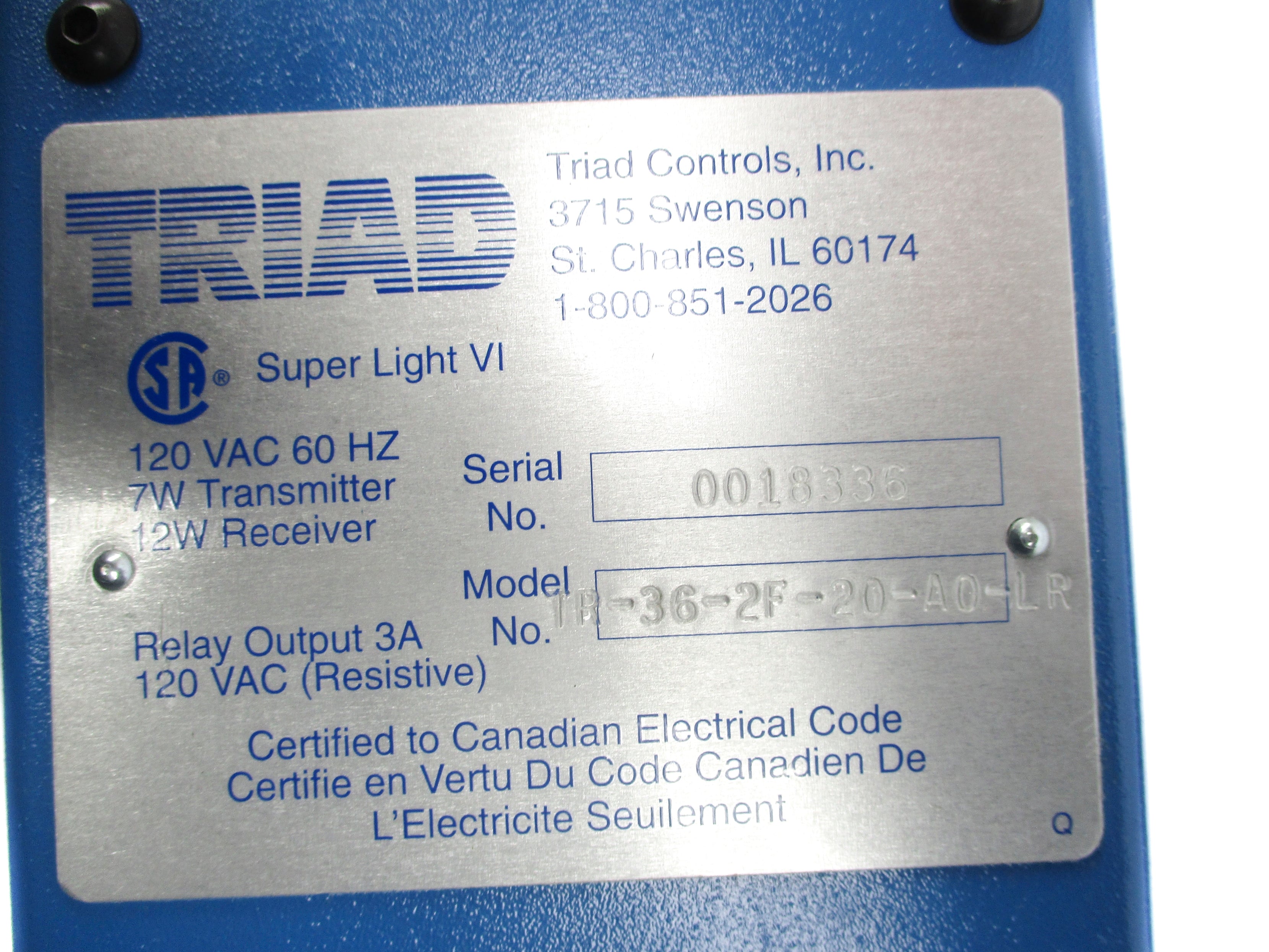 TRIAD TR-36-2F-20-A0-LR NSNP