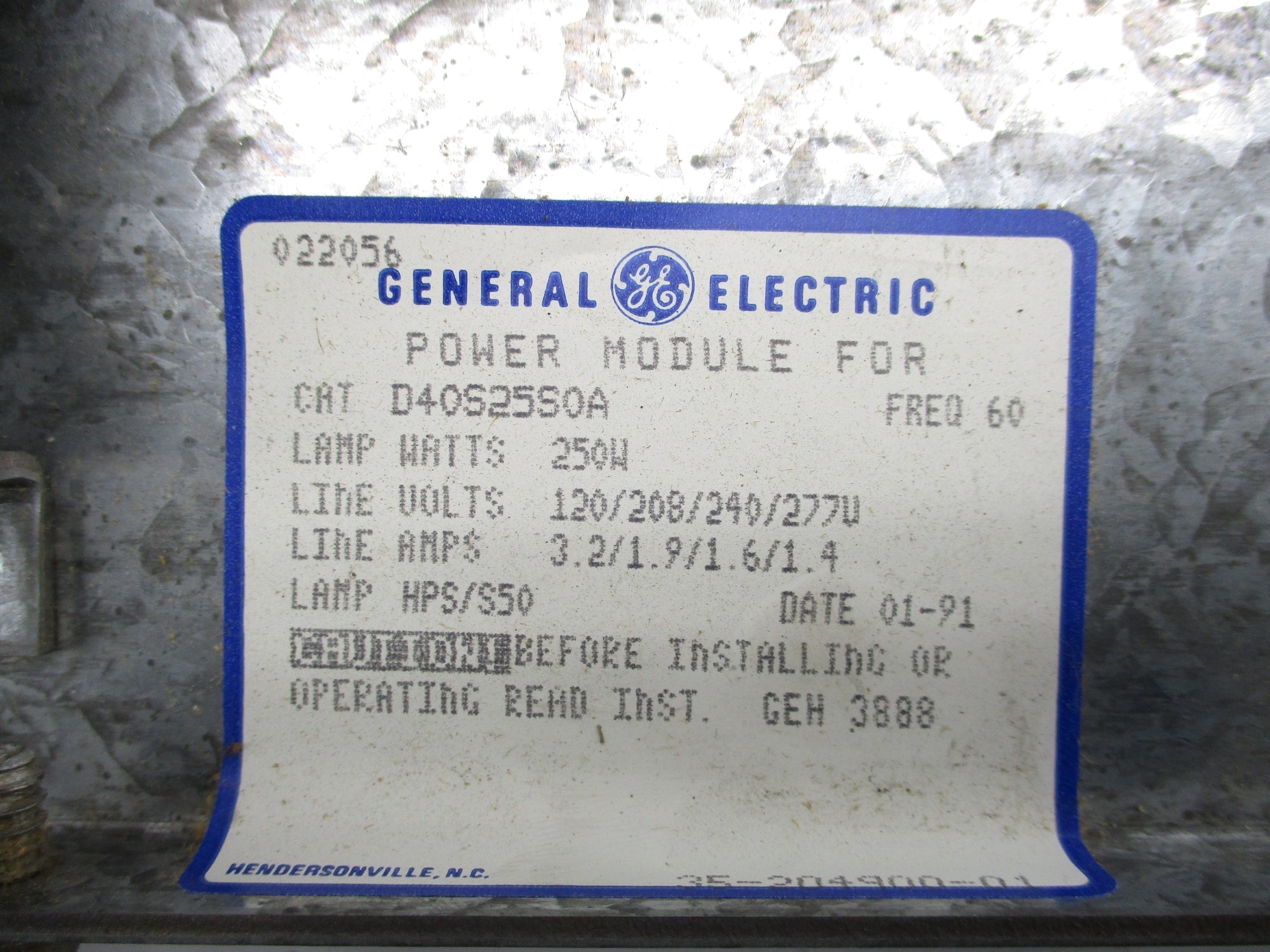GENERAL ELECTRIC D40S25S0A NSNP