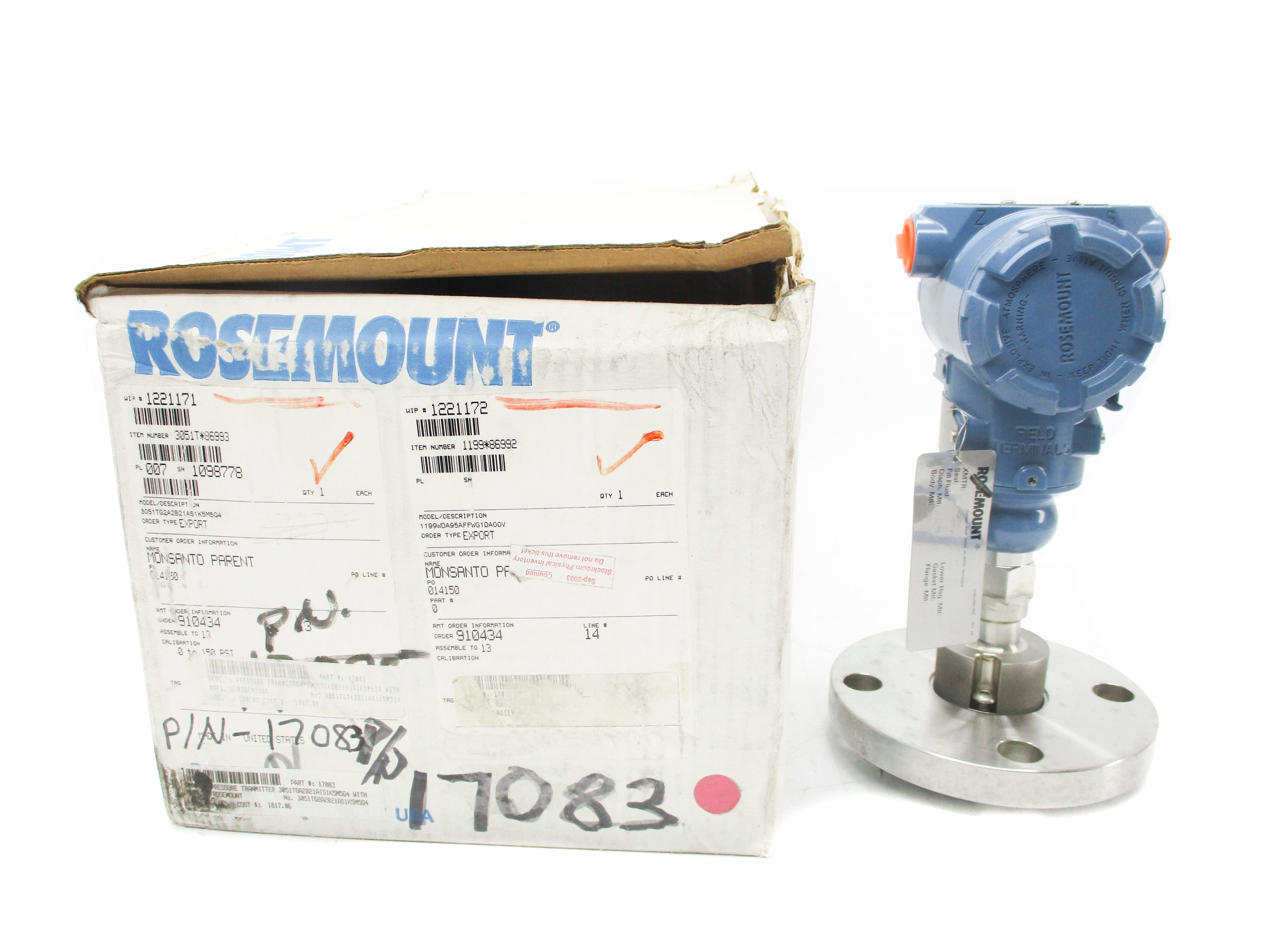 ROSEMOUNT 3051TG2A2B21AS1K5M5Q4 1199WDA95AFFWG1DA00V NSMP