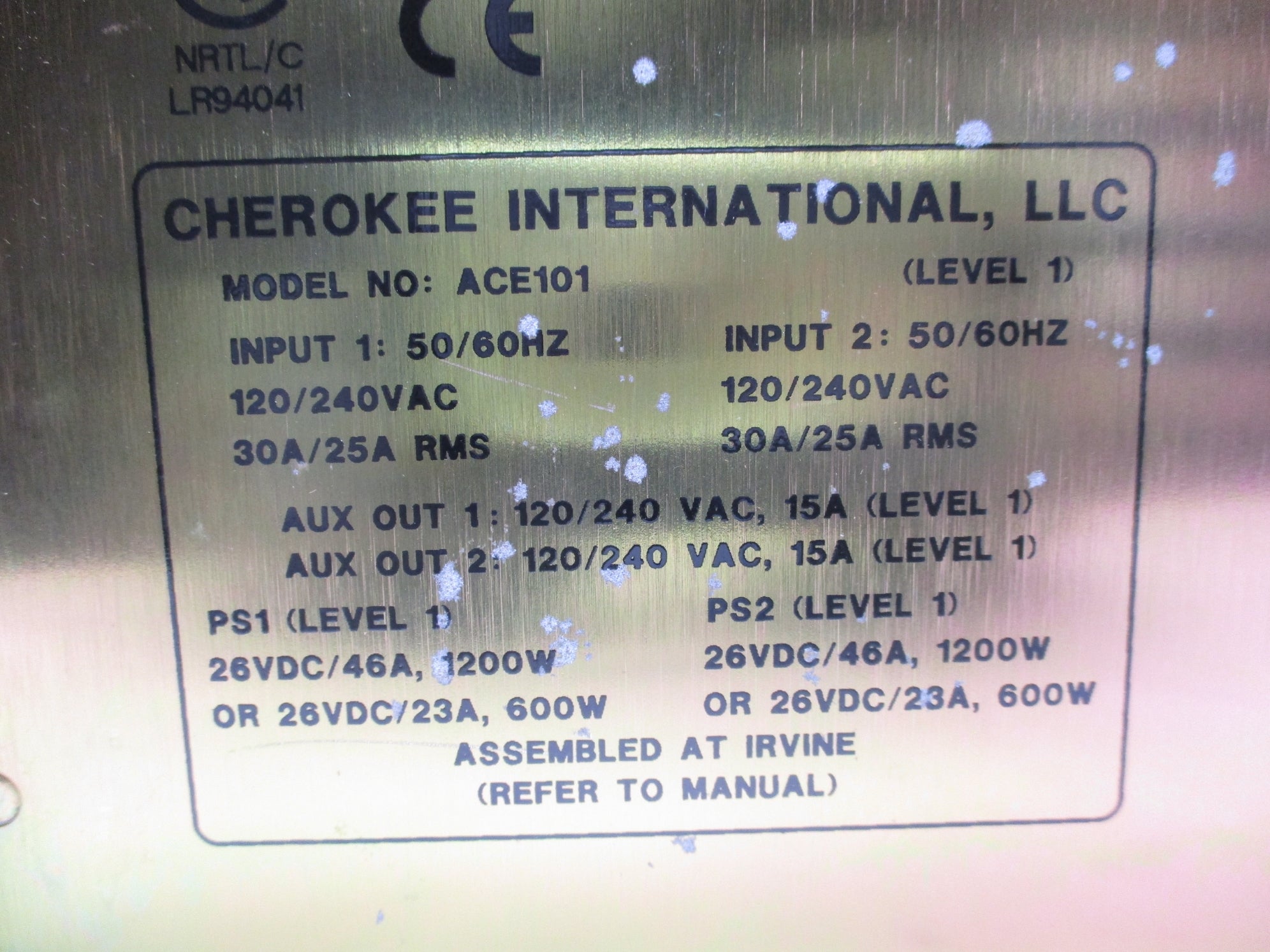 CHEROKEE INTERNATIONAL ACE101 NSNP