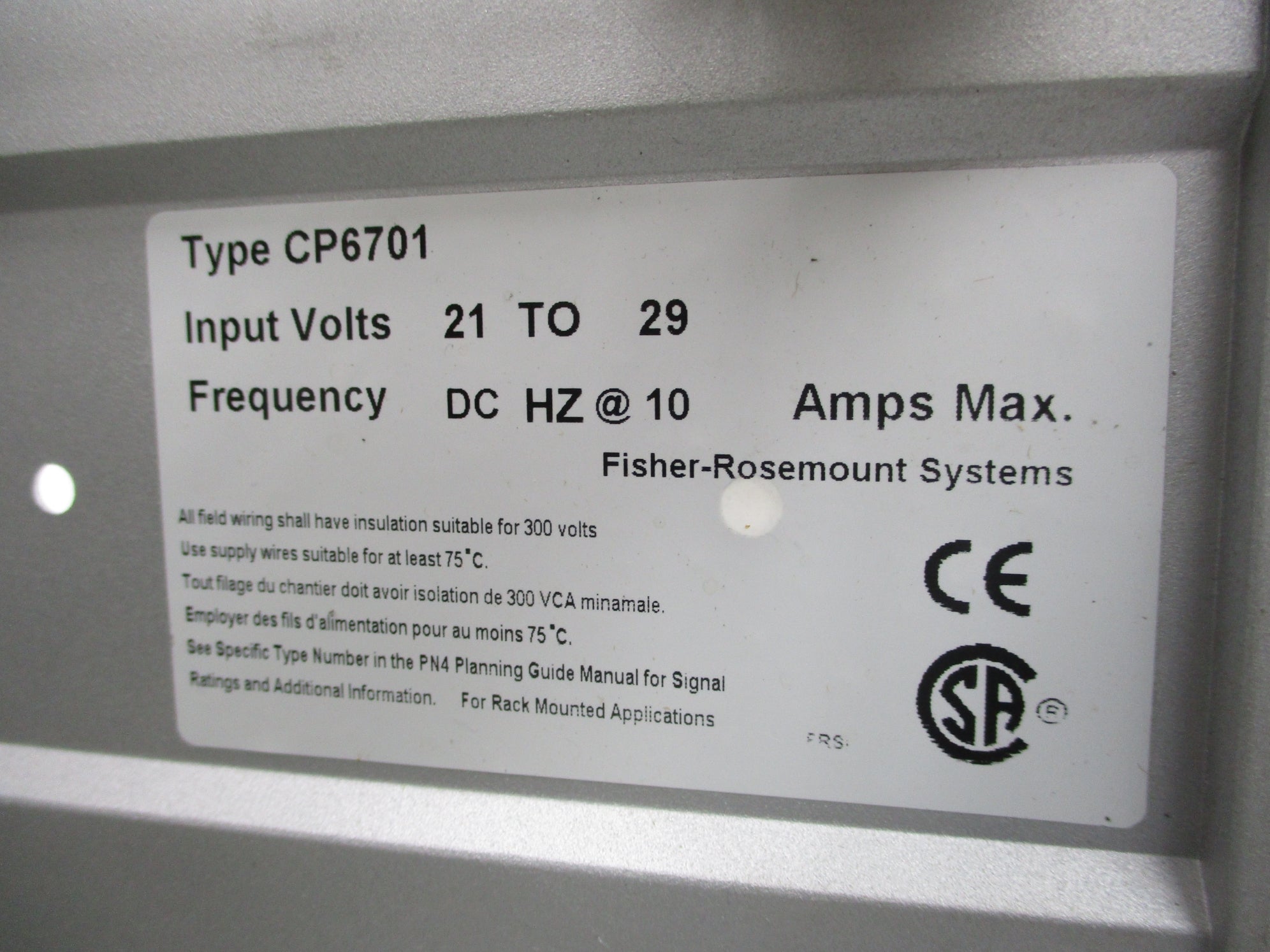 FISHER ROSEMOUNT CP6701X1-DA3 UNMP