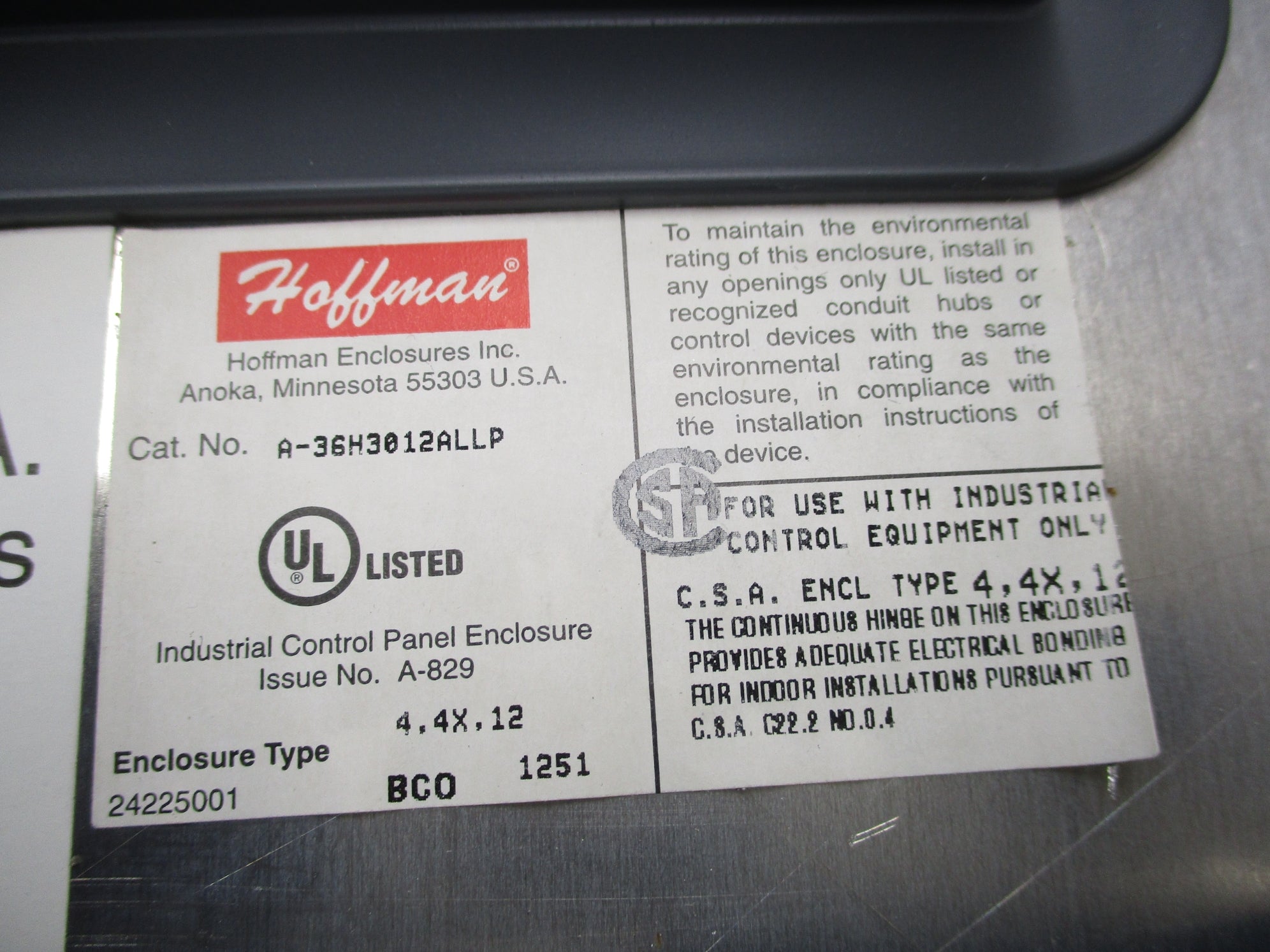 HOFFMAN A-36H3012ALLP NSMP