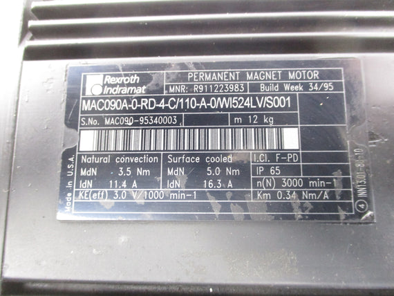 REXROTH INDRAMAT MAC090A-0-RD-4-C/110-A-0/WI524LV/S001 UNMP