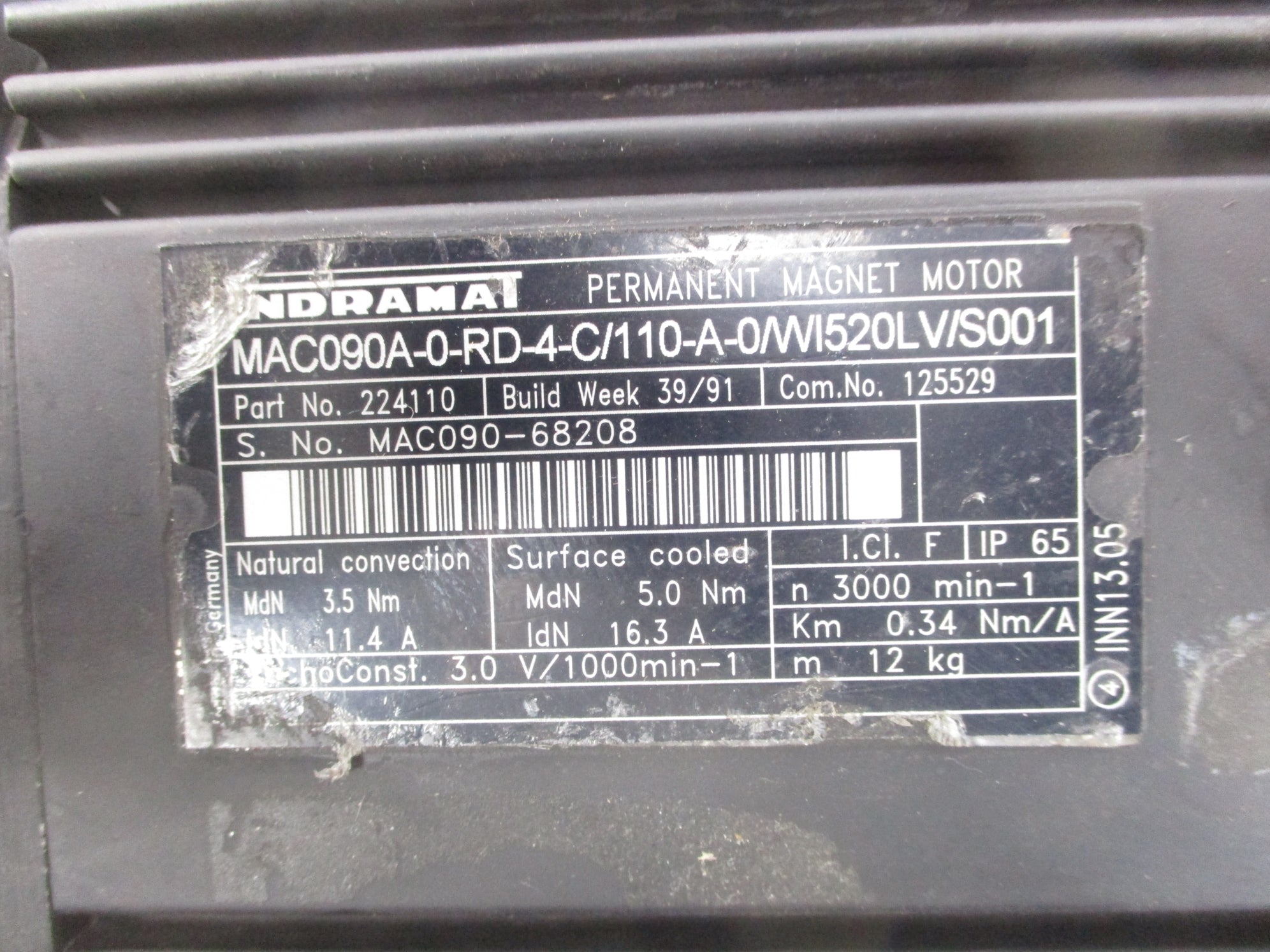 REXROTH INDRAMAT MAC090A-0-RD-4-C/110-A-0/WI520LV/S001 UNMP