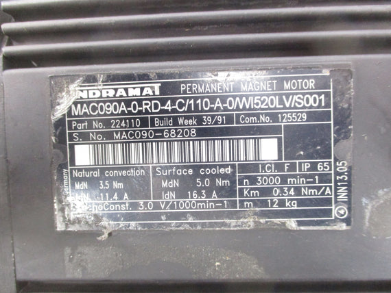 REXROTH INDRAMAT MAC090A-0-RD-4-C/110-A-0/WI520LV/S001 UNMP