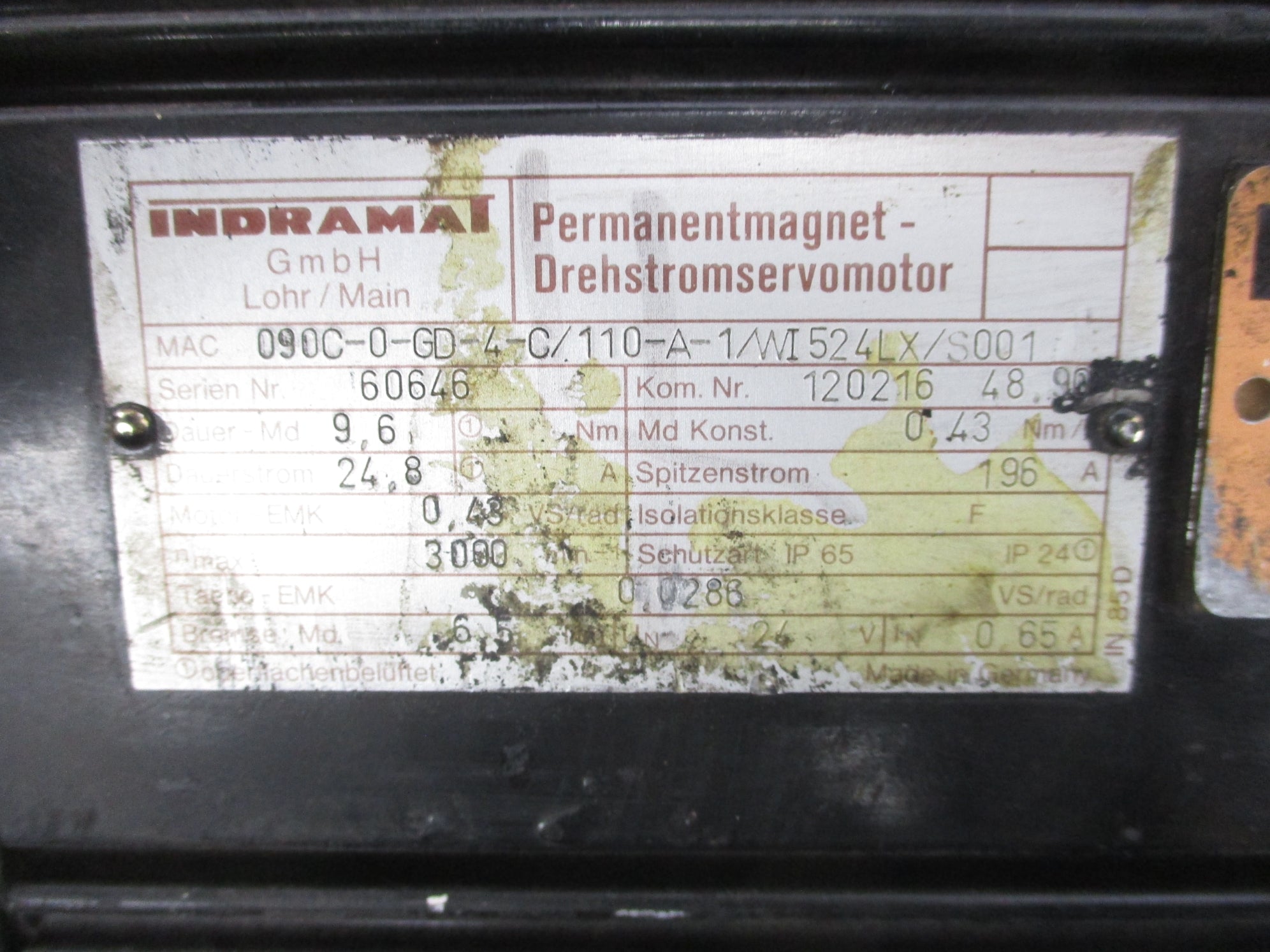 INDRAMAT MAC090C-0-GD-4-C/110-A-1/WI524LX/S001 UNMP