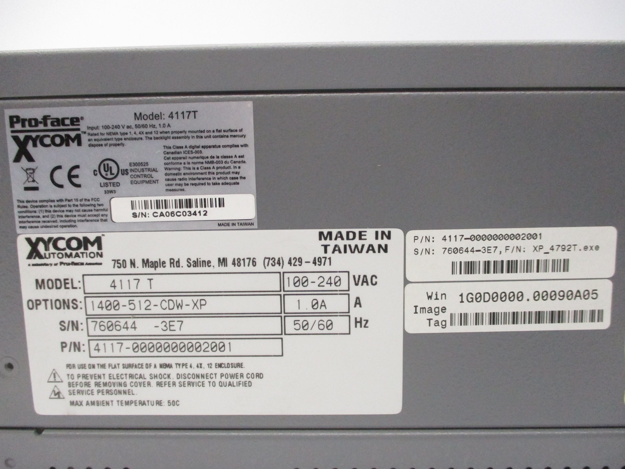 XYCOM 4117T 1400-512-CDW-XP NSMP